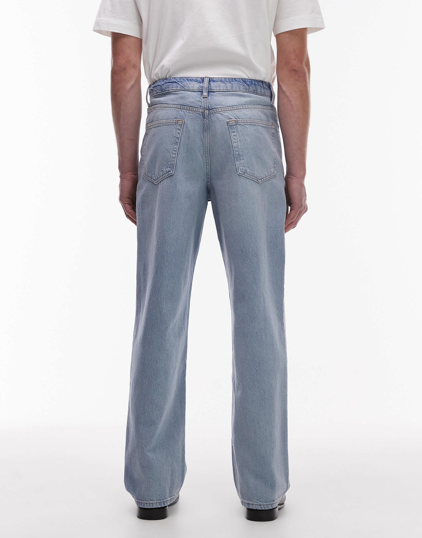Topman rigid baggy jean in light wash blue