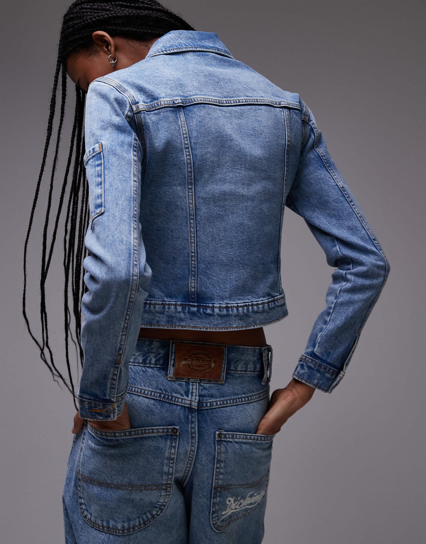 Dickies Loose Wave slim fit denim jacket in light blue fade