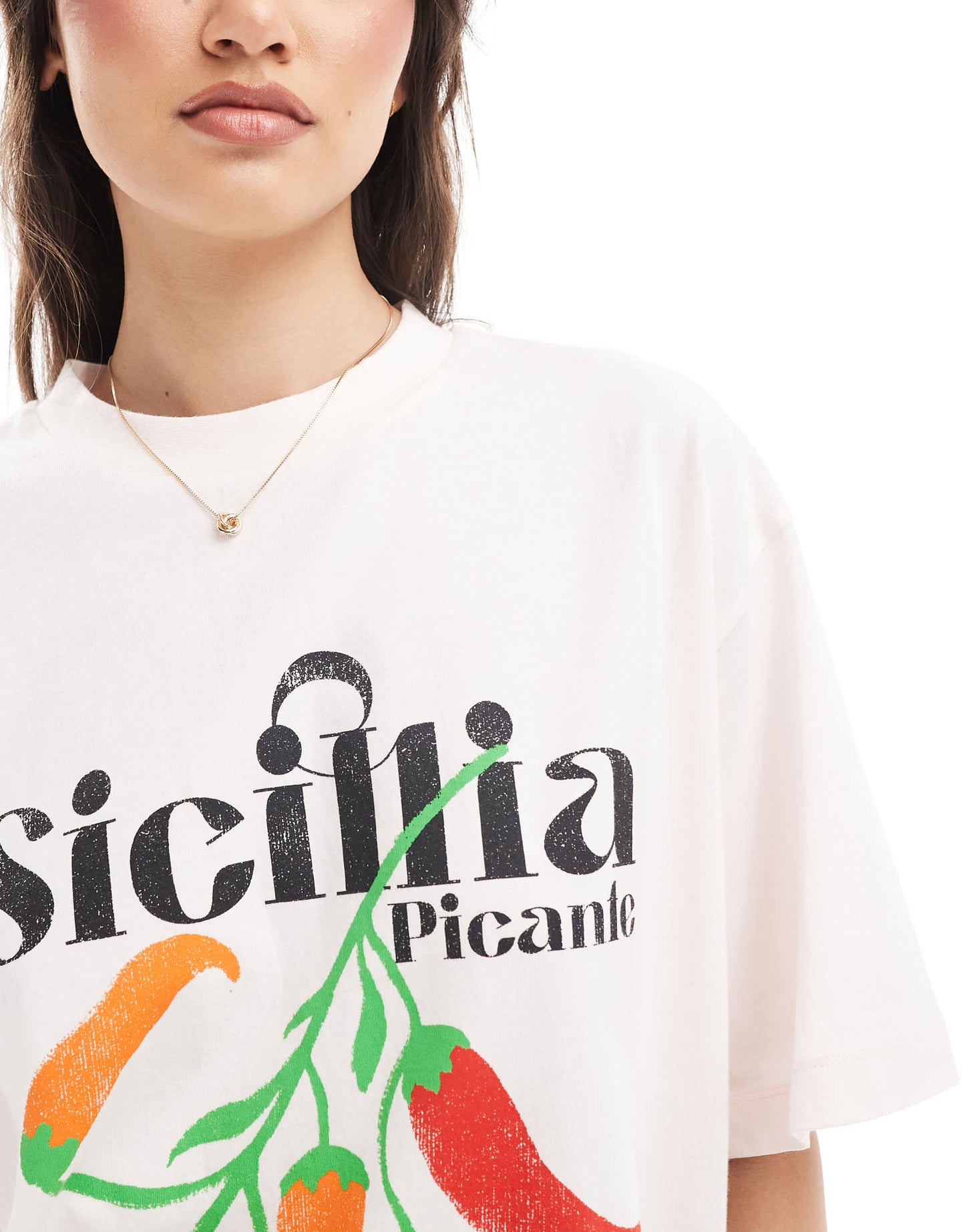 ASOS DESIGN T-shirt with Sicillia chilli graphic in pink