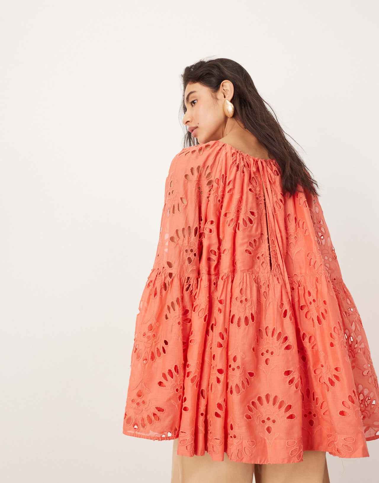 ARRANGE oversized organdi broderie smock top in pink