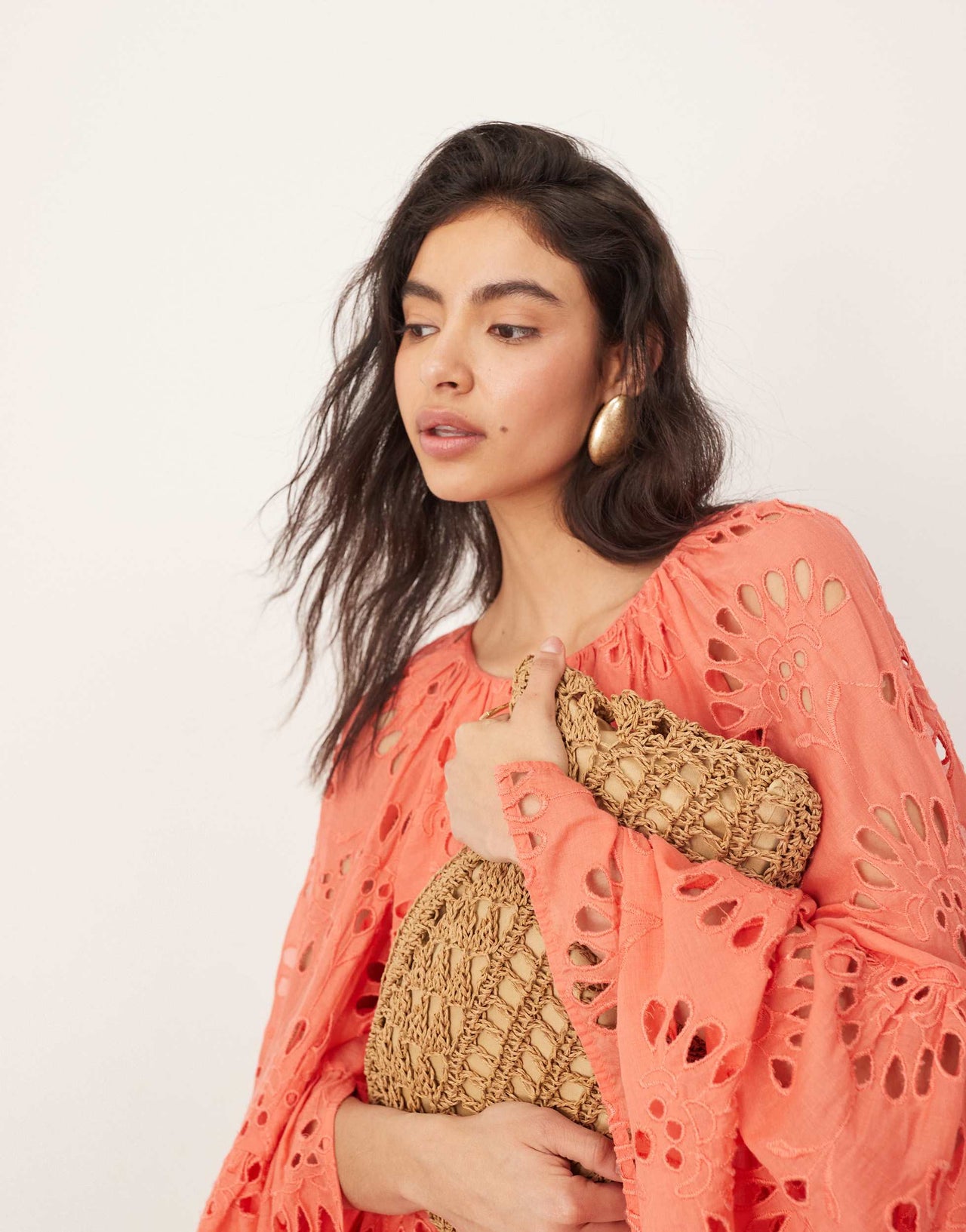 ARRANGE oversized organdi broderie smock top in pink