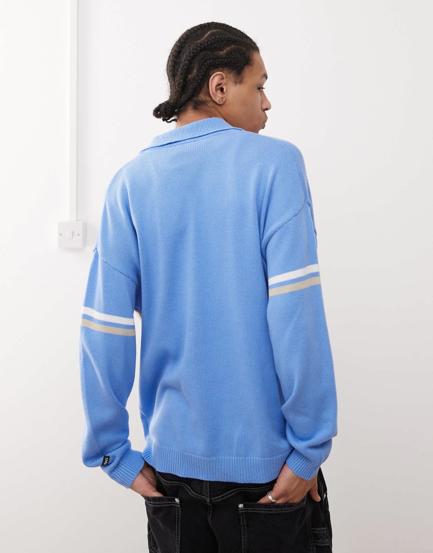 Kickers unisex zip up oversized knit cardigan in blue