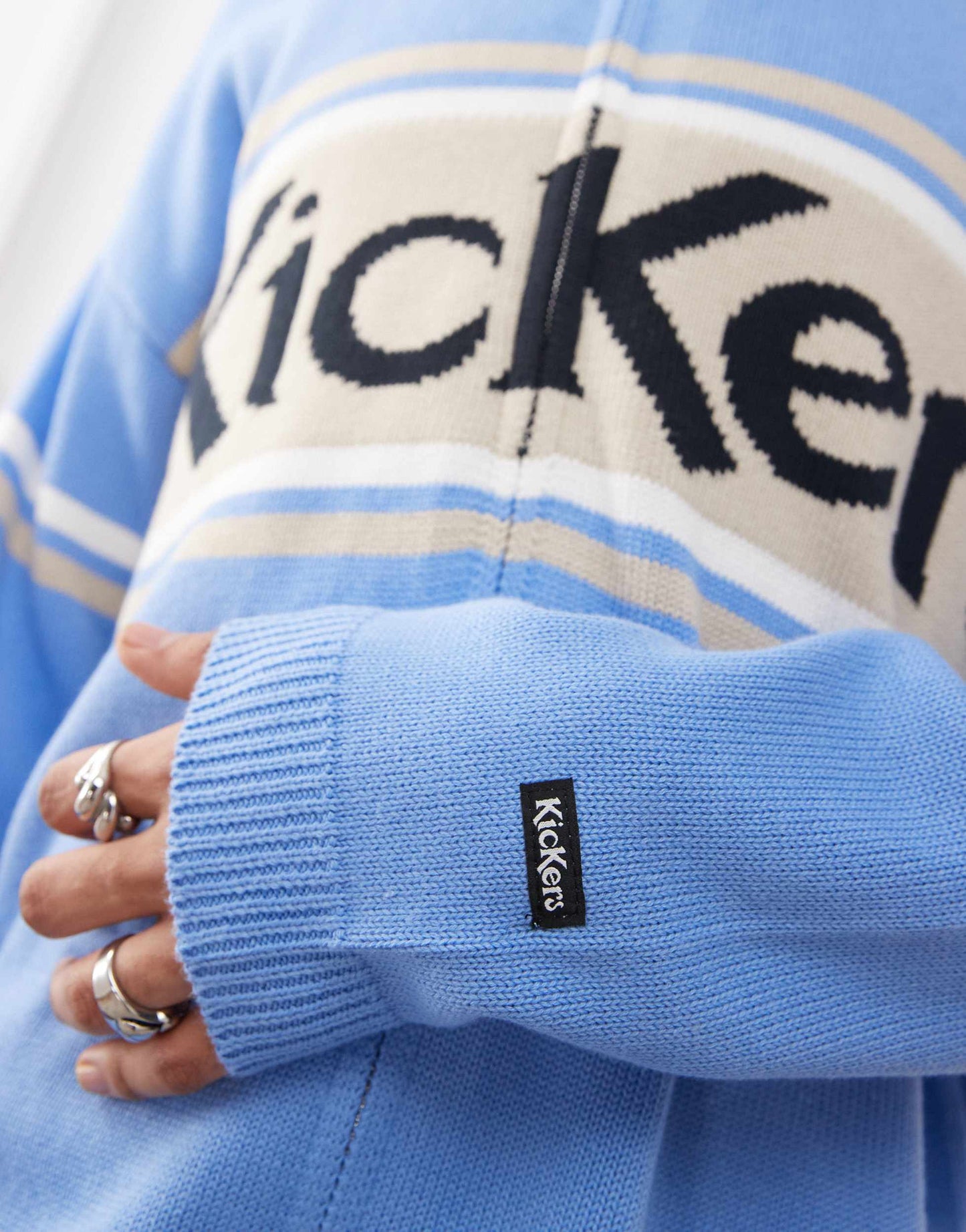 Kickers unisex zip up oversized knit cardigan in blue