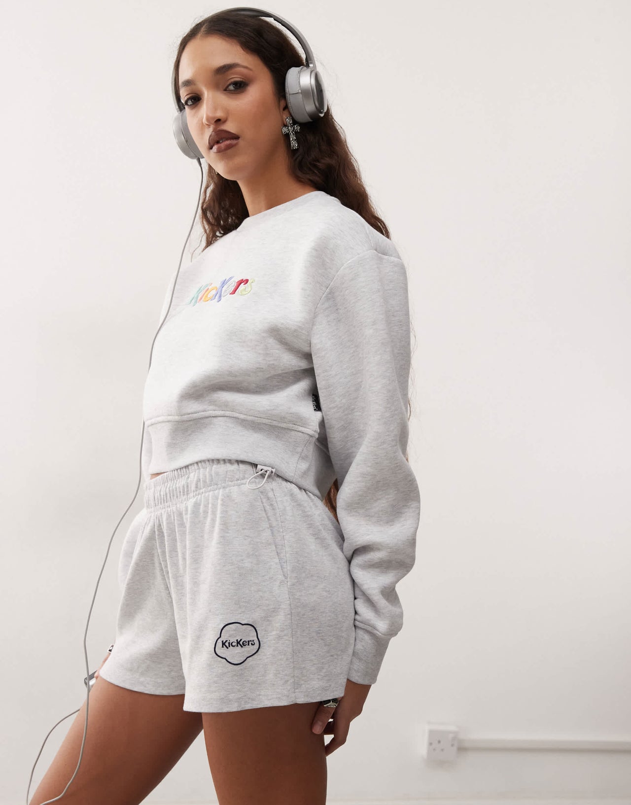 Kickers knit shorts in grey marl co-ord