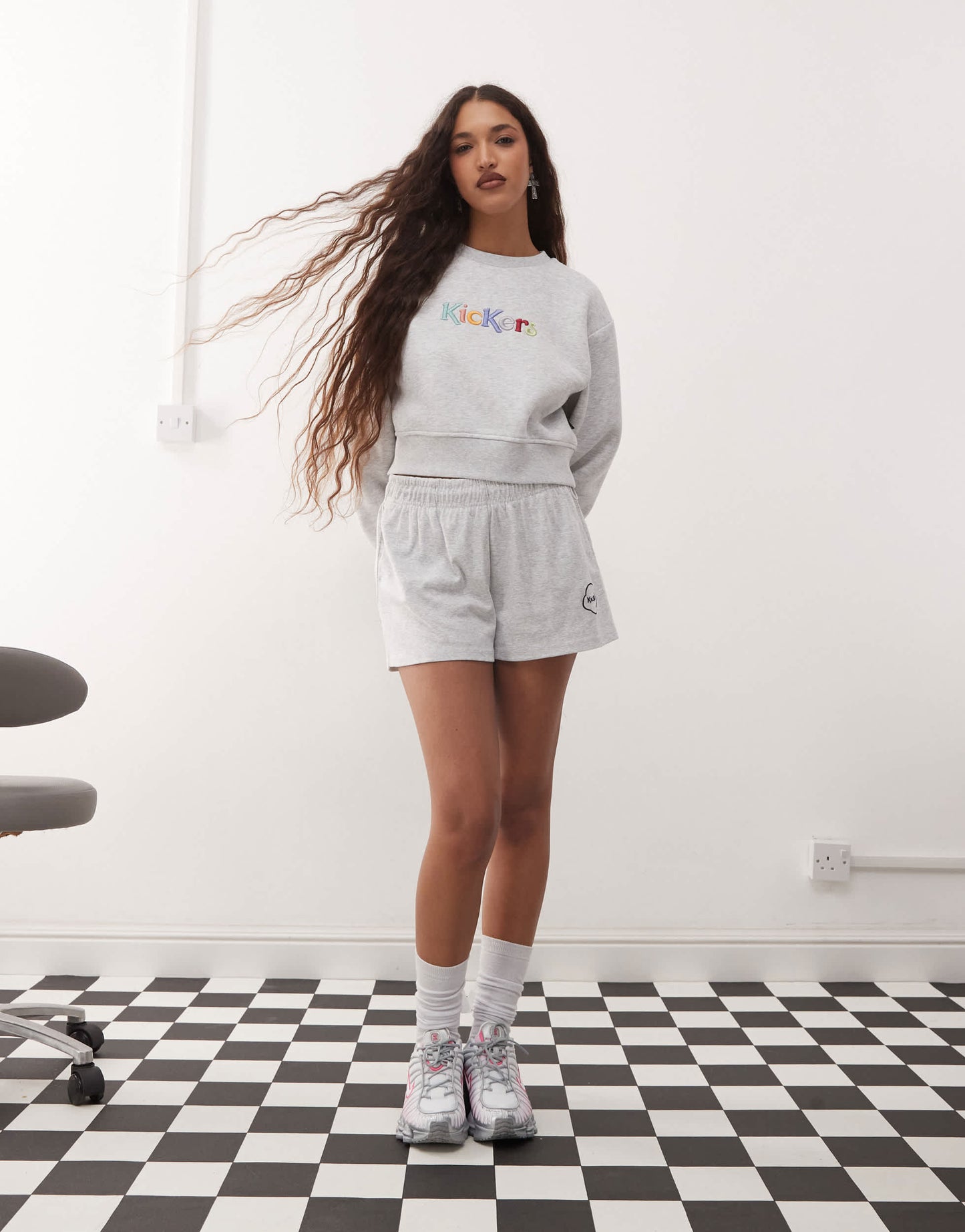 Kickers knit shorts in grey marl co-ord