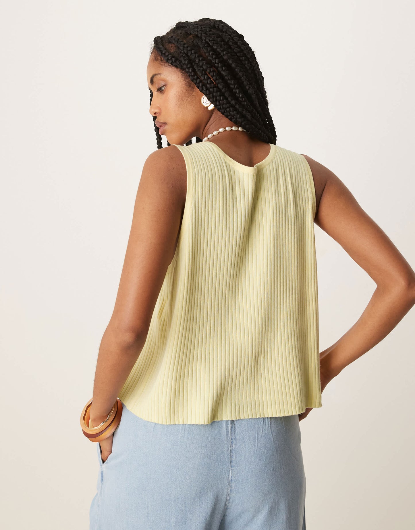 JDY tie front knitted vest in buttermilk yellow