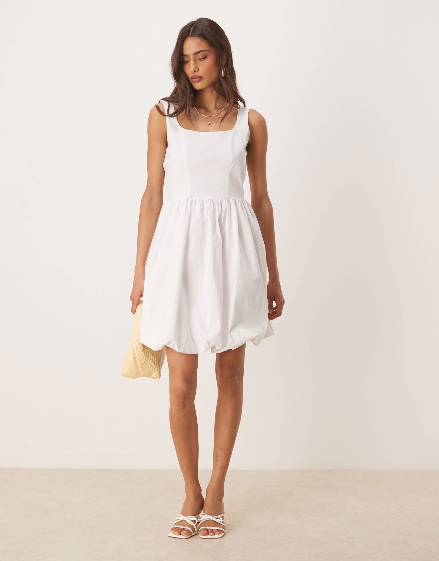 JDY bubble hem mini dress in white