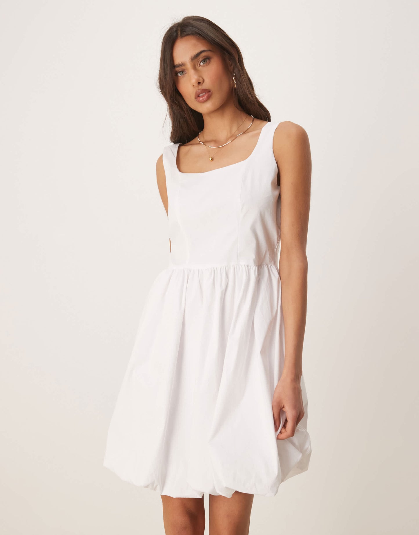 JDY bubble hem mini dress in white