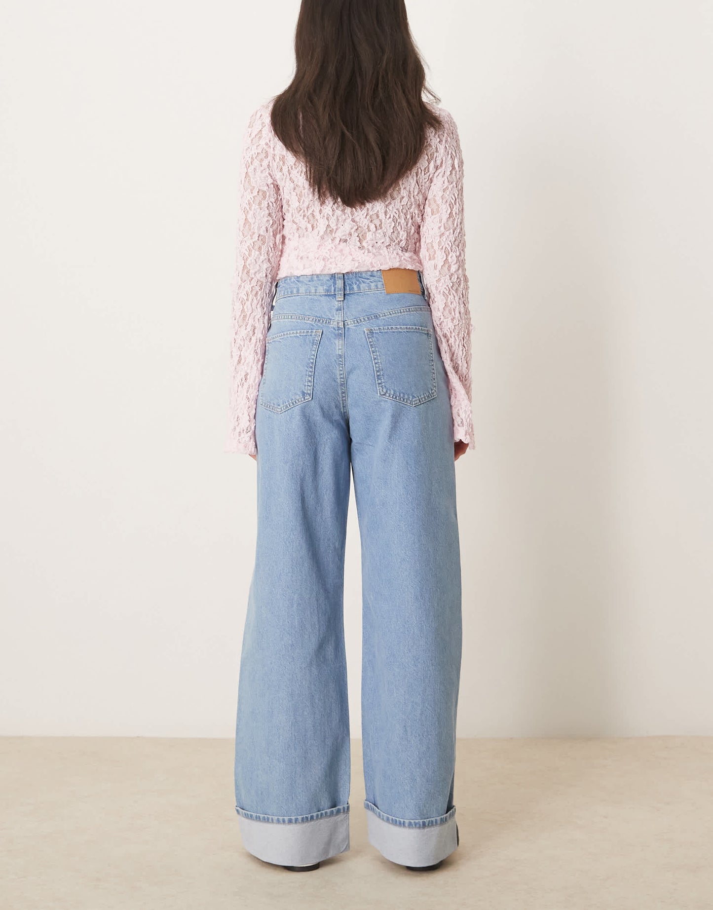 ASOS DESIGN loose jean with deep turn up cuff in pale wash