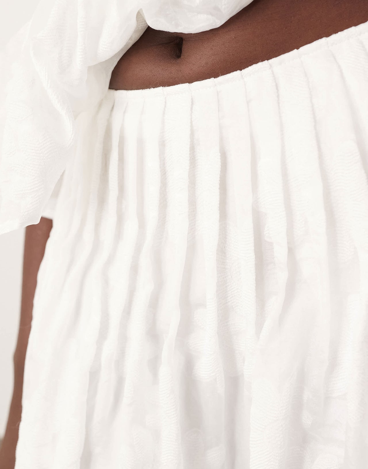 ARRANGE  daisy organza pintuck dropped waist midi skirt co-ord in white