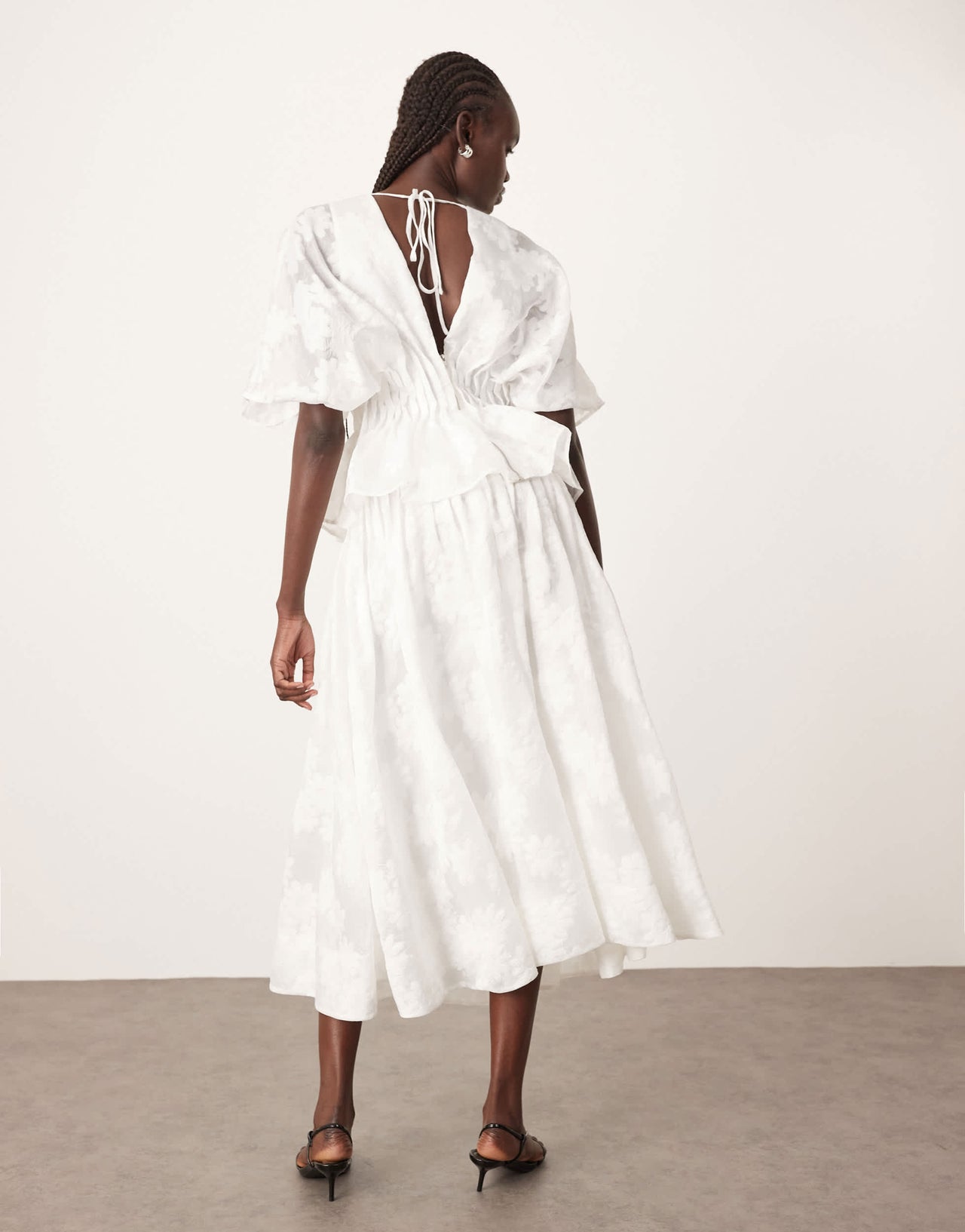 ARRANGE  daisy organza pintuck dropped waist midi skirt co-ord in white