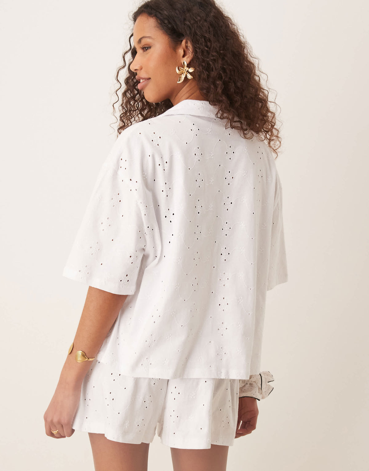 ASOS DESIGN broderie resort shirt in white