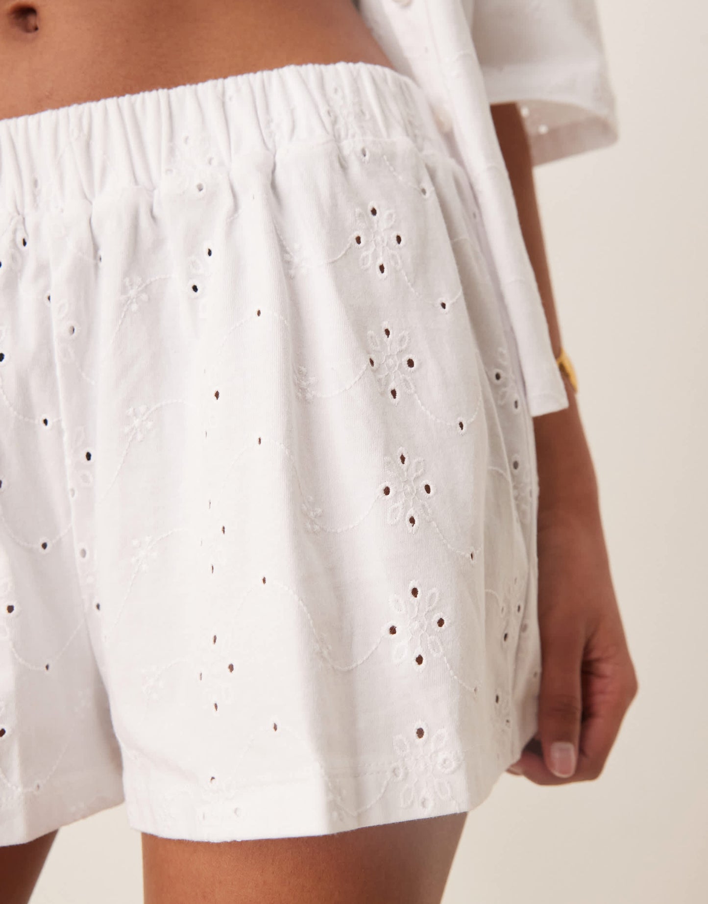 ASOS DESIGN broderie short in white