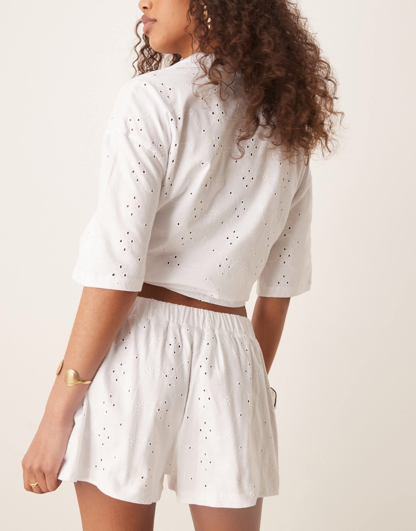 ASOS DESIGN broderie short in white
