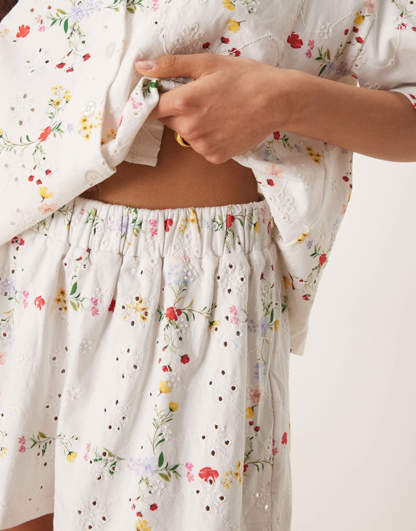 ASOS DESIGN broderie short in floral print