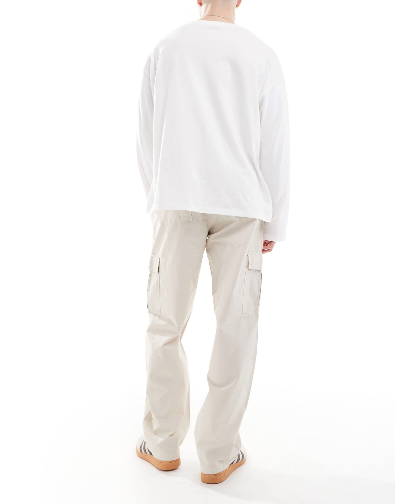 ASOS DESIGN baggy pull on cargo trousers in stone