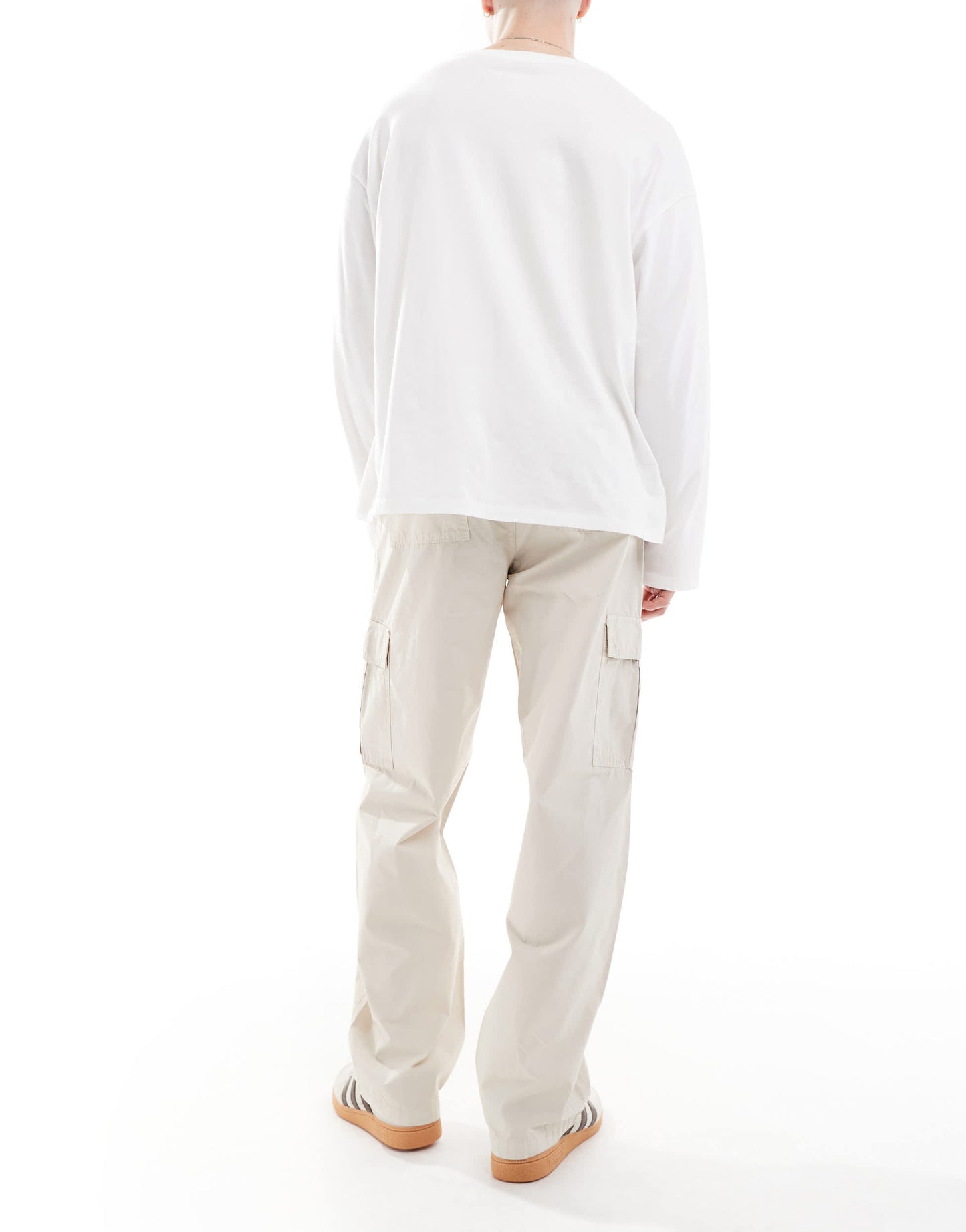 ASOS DESIGN baggy pull on cargo trousers in stone