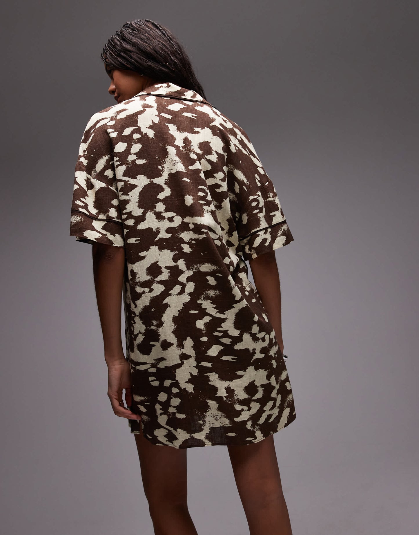 Topshop souvenir mini shirt dress in abstract cow hide print