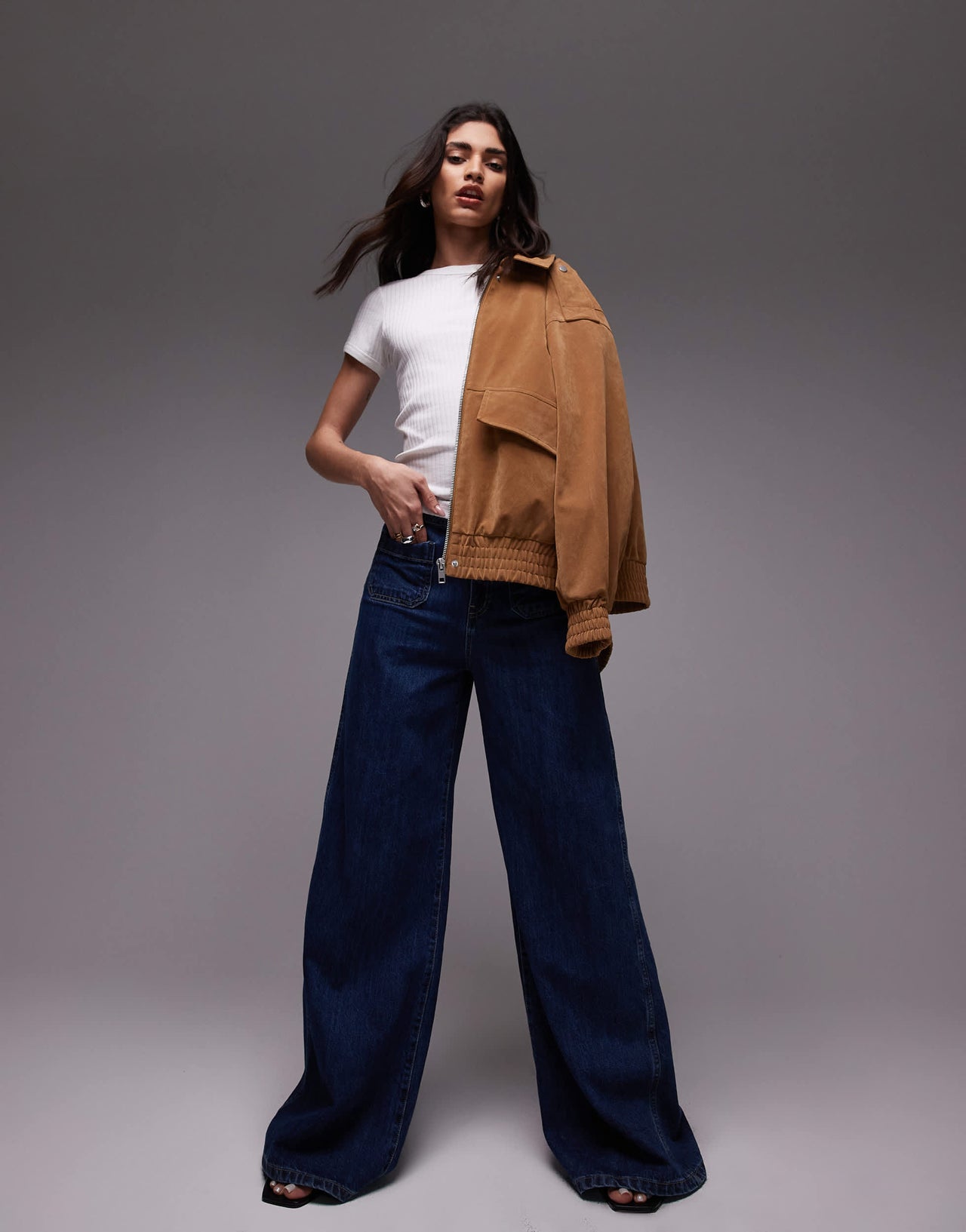 Topshop wide rib tee in white