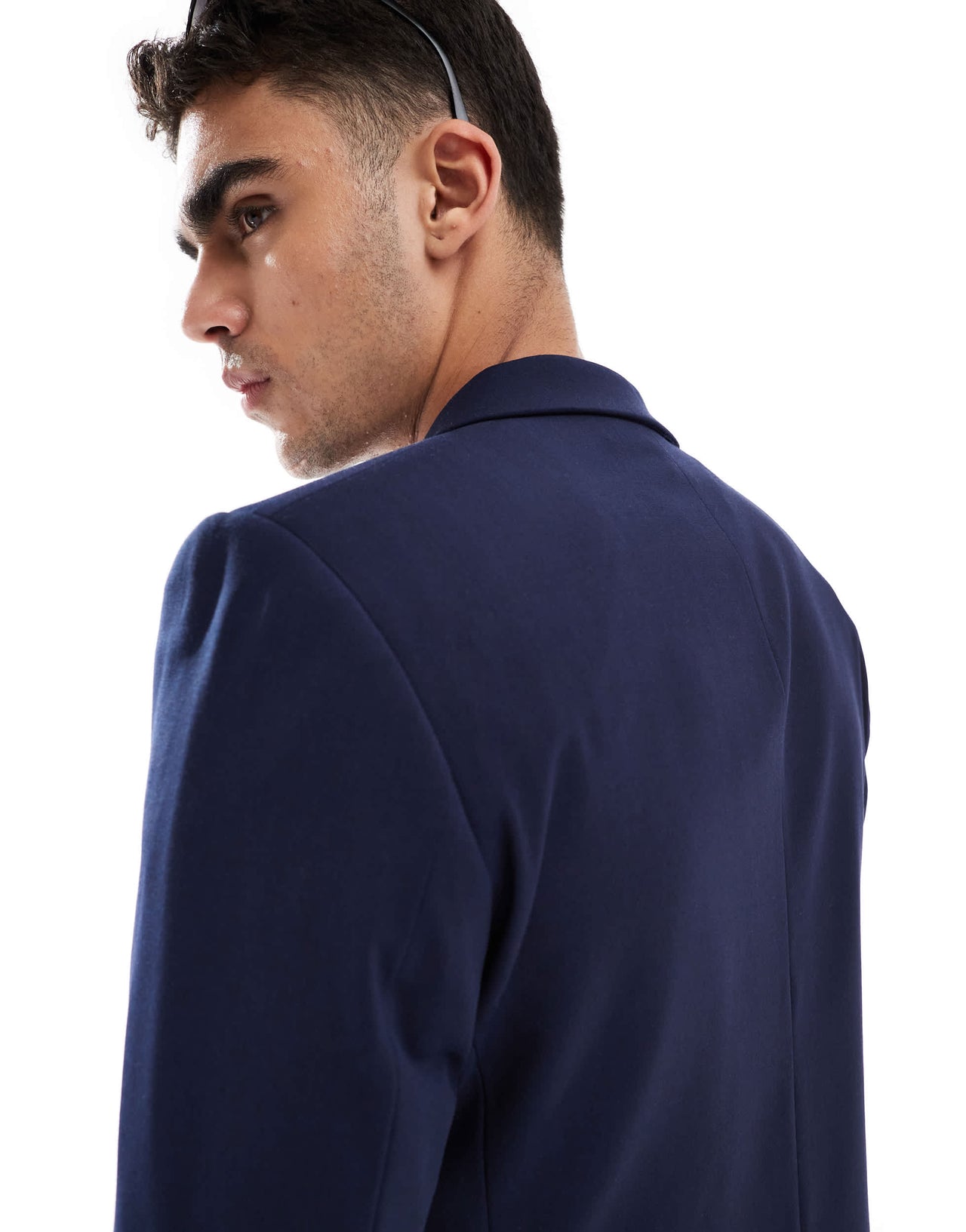 ASOS DESIGN washable slim suit jacket with lightweight worsted wool in navy