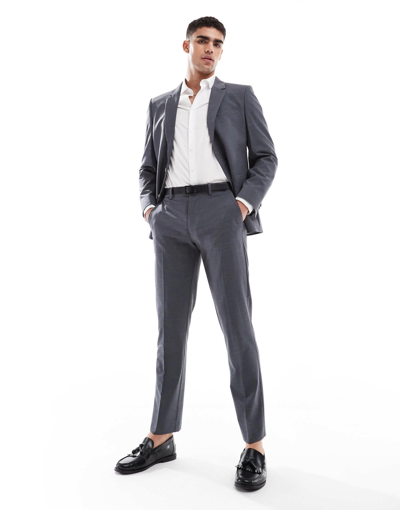 ASOS DESIGN washable slim suit trousers with lightweight worsted wool in charcoal
