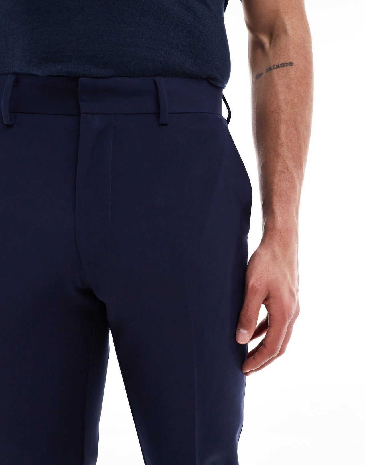 ASOS DESIGN washable slim suit trousers with lightweight worsted wool in navy
