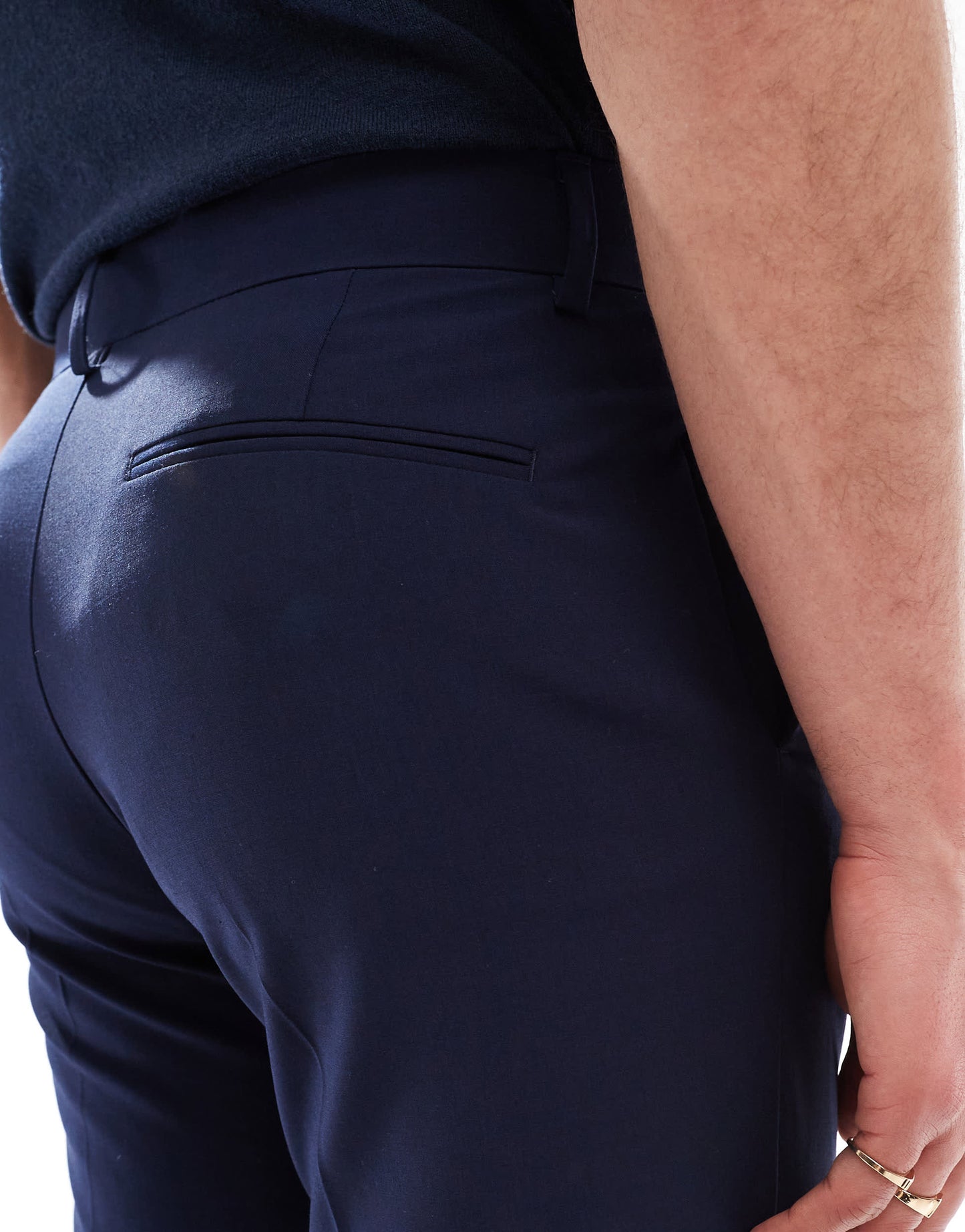 ASOS DESIGN washable slim suit trousers with lightweight worsted wool in navy