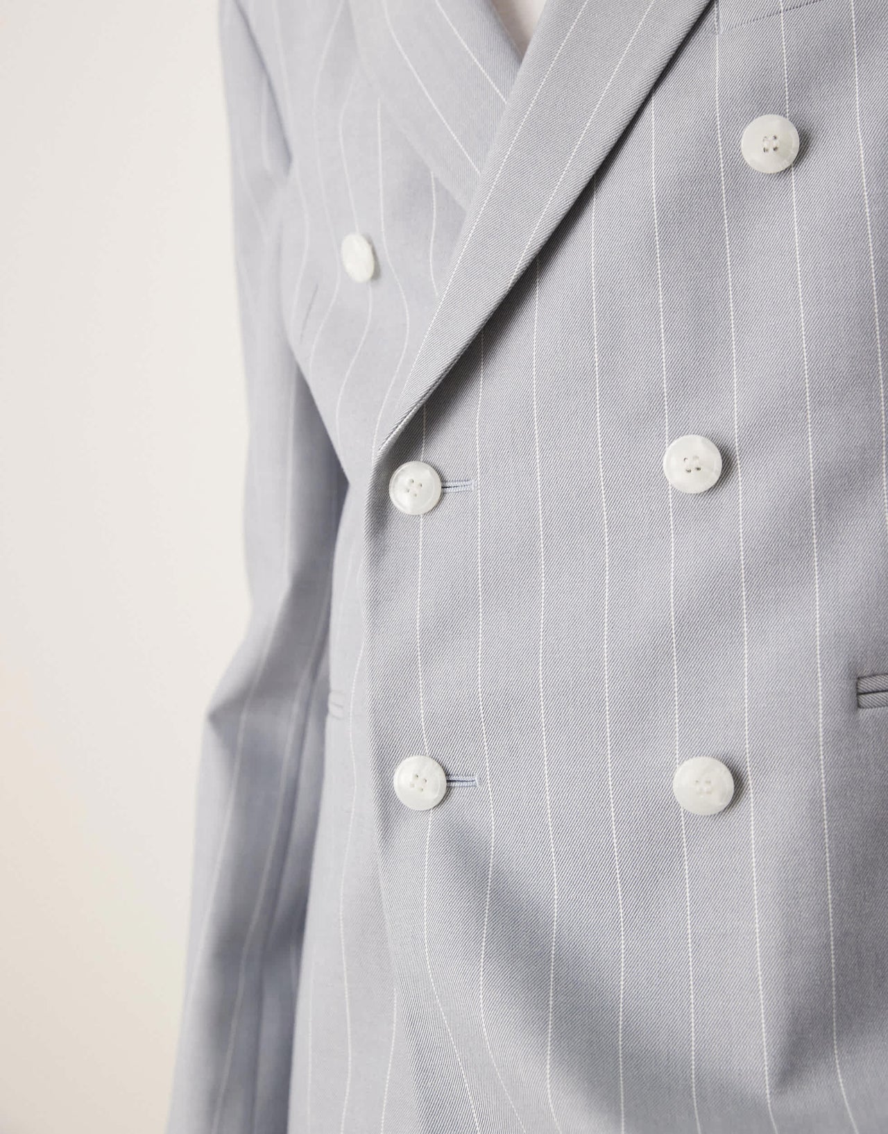 ASOS DESIGN slim suit jacket with linen in blue pinstripe