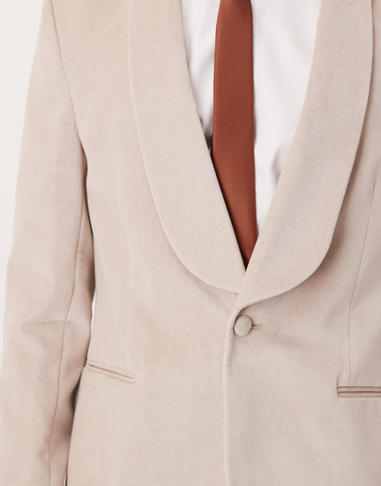 ASOS DESIGN summer weight cotton velvet slim blazer in beige