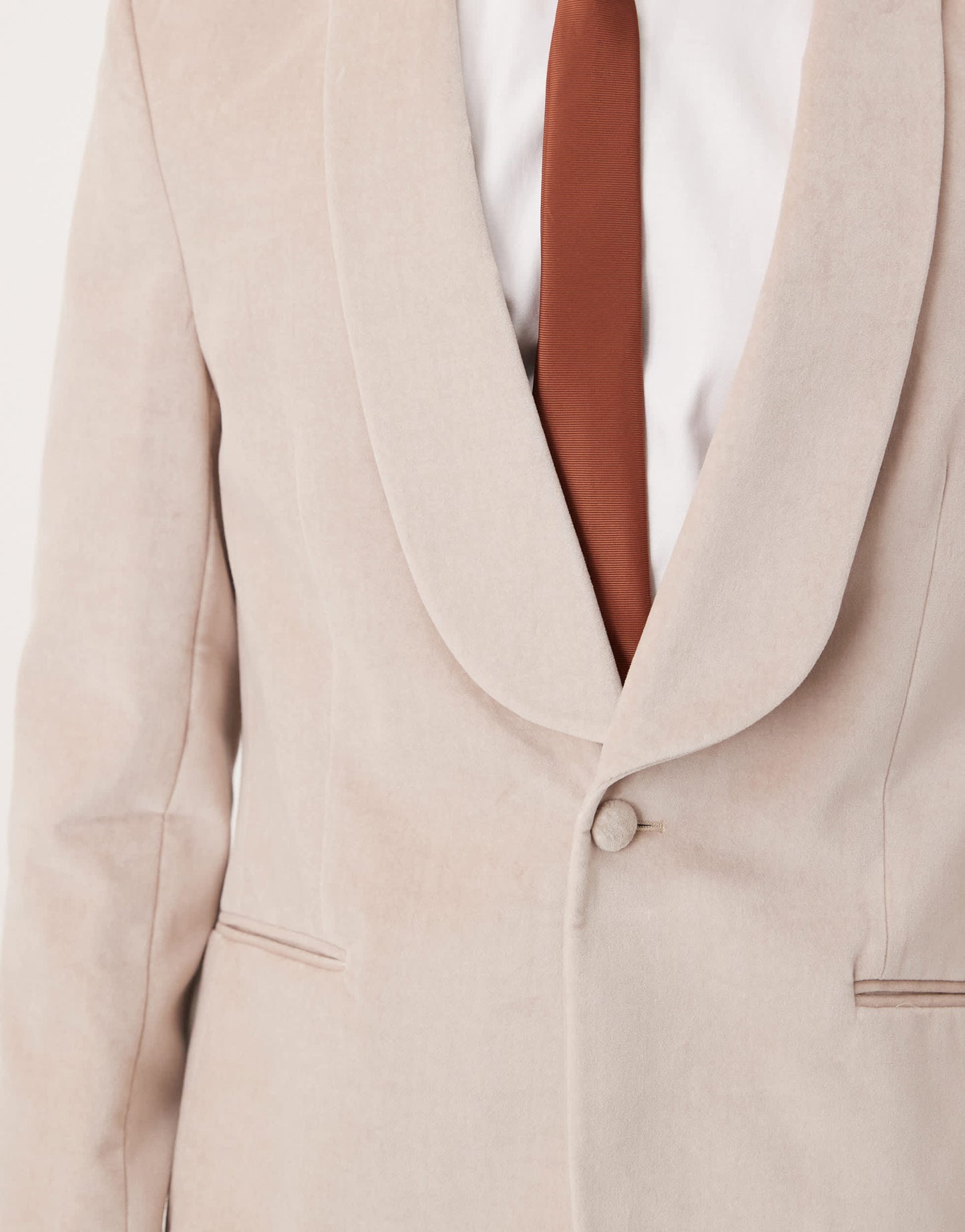 ASOS DESIGN summer weight cotton velvet slim blazer in beige