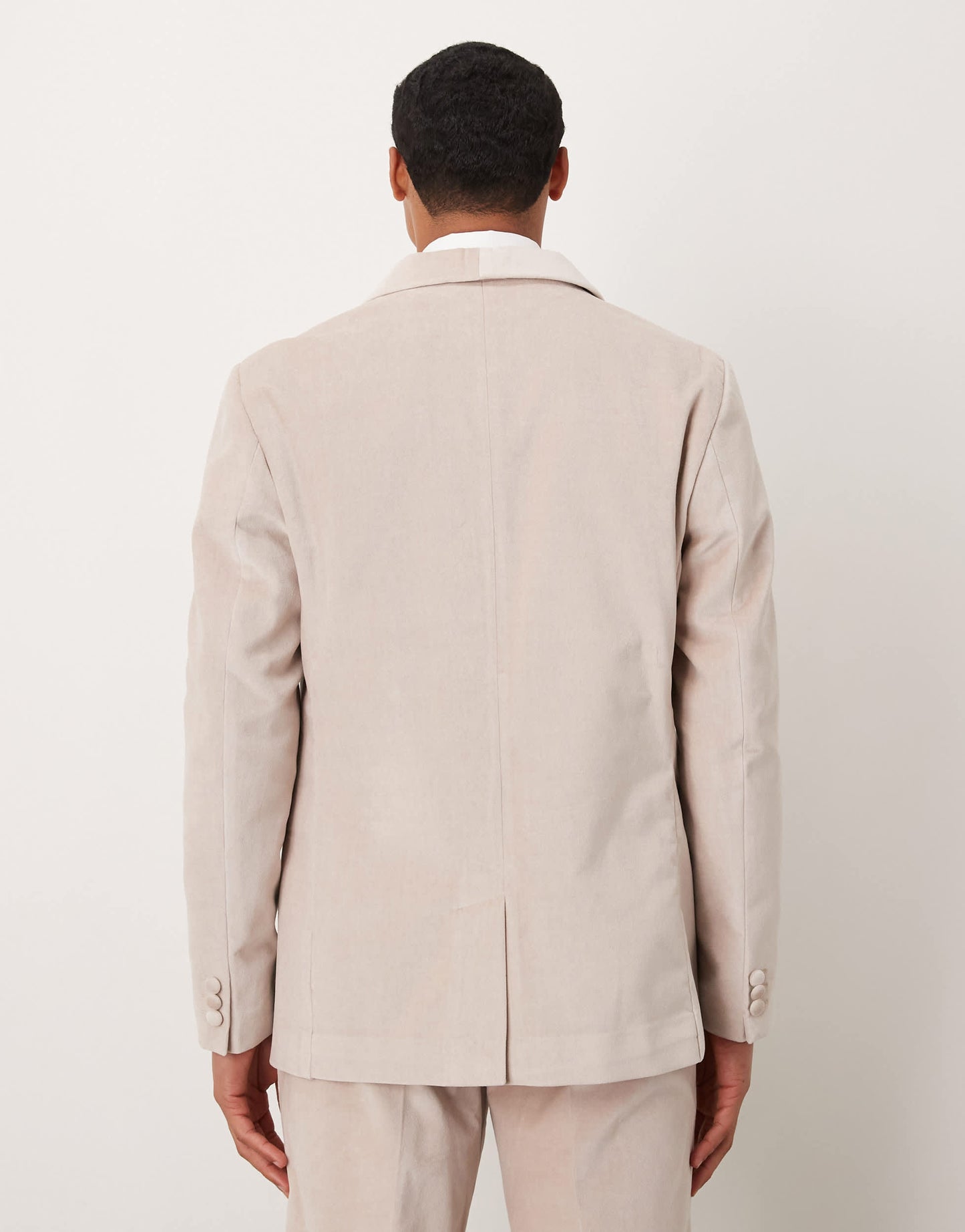 ASOS DESIGN summer weight cotton velvet slim blazer in beige