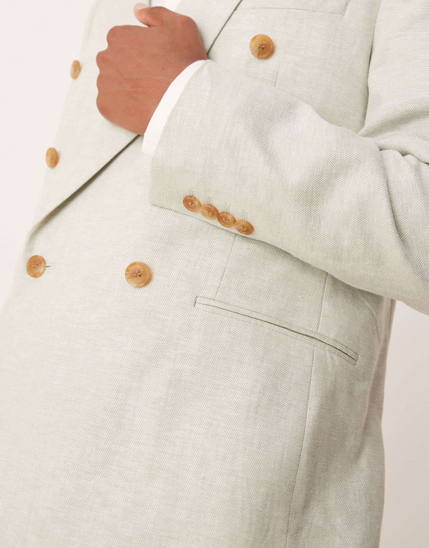 ASOS DESIGN double breasted linen blend regular suit jacket in mint green