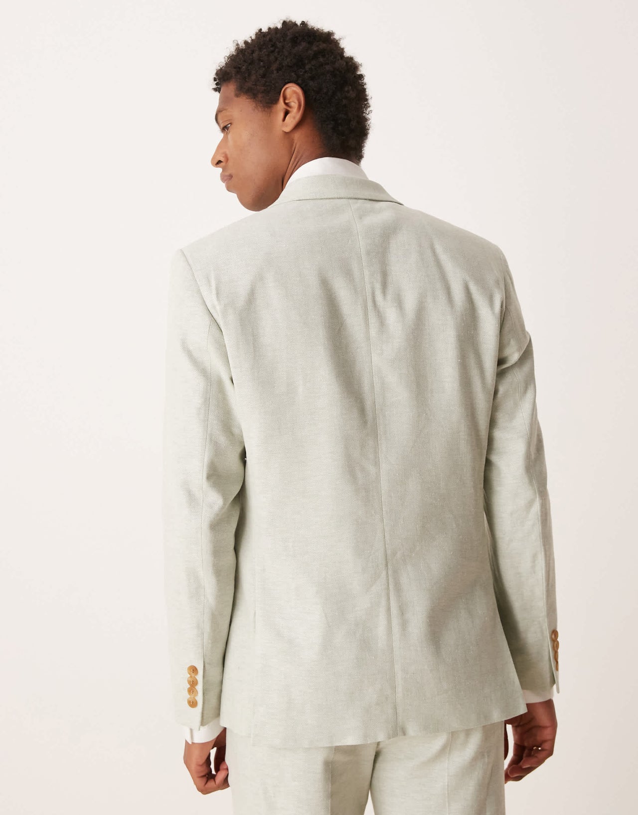 ASOS DESIGN double breasted linen blend regular suit jacket in mint green