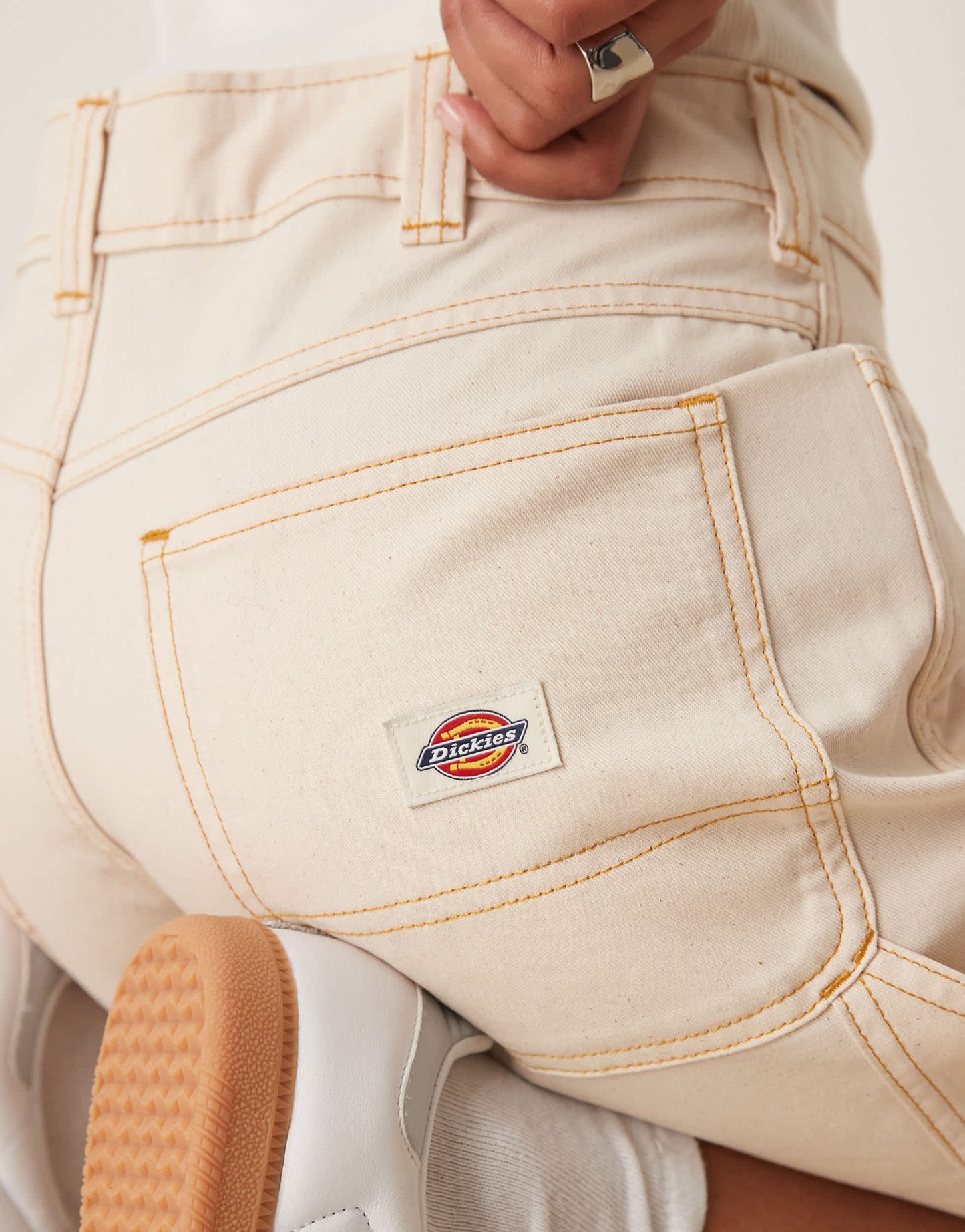 Dickies denim carpenter jorts in off white