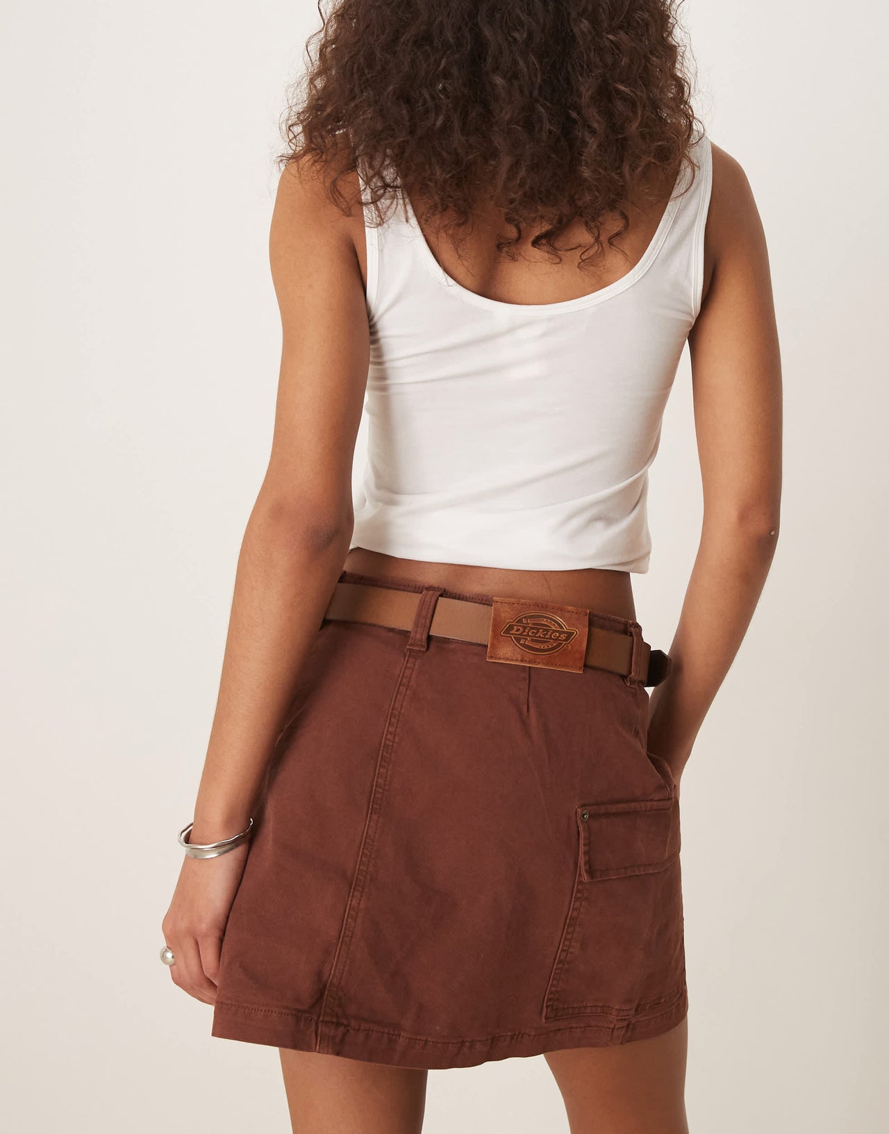 Dickies river ranch western mini skirt in cappuccino brown