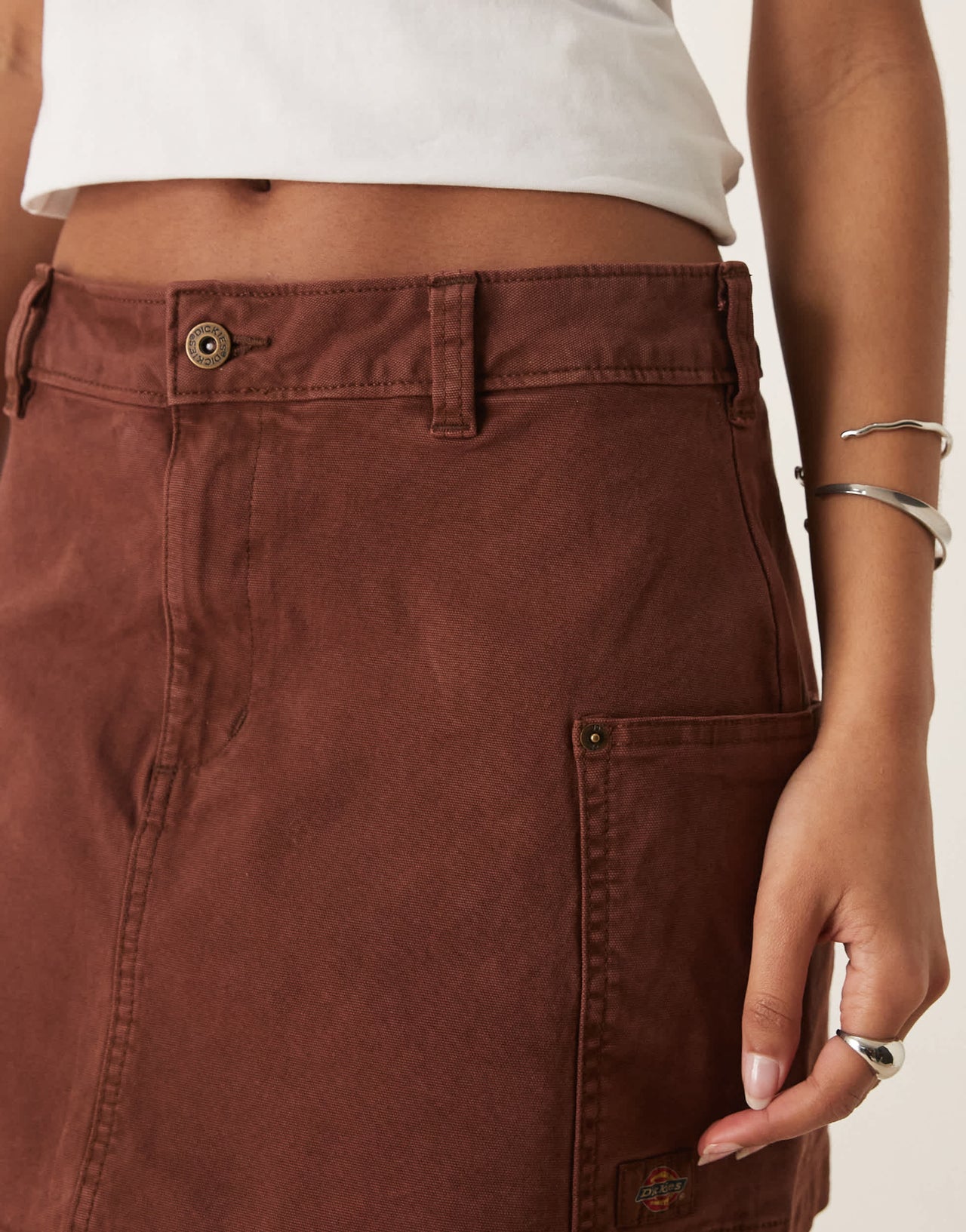 Dickies river ranch western mini skirt in cappuccino brown