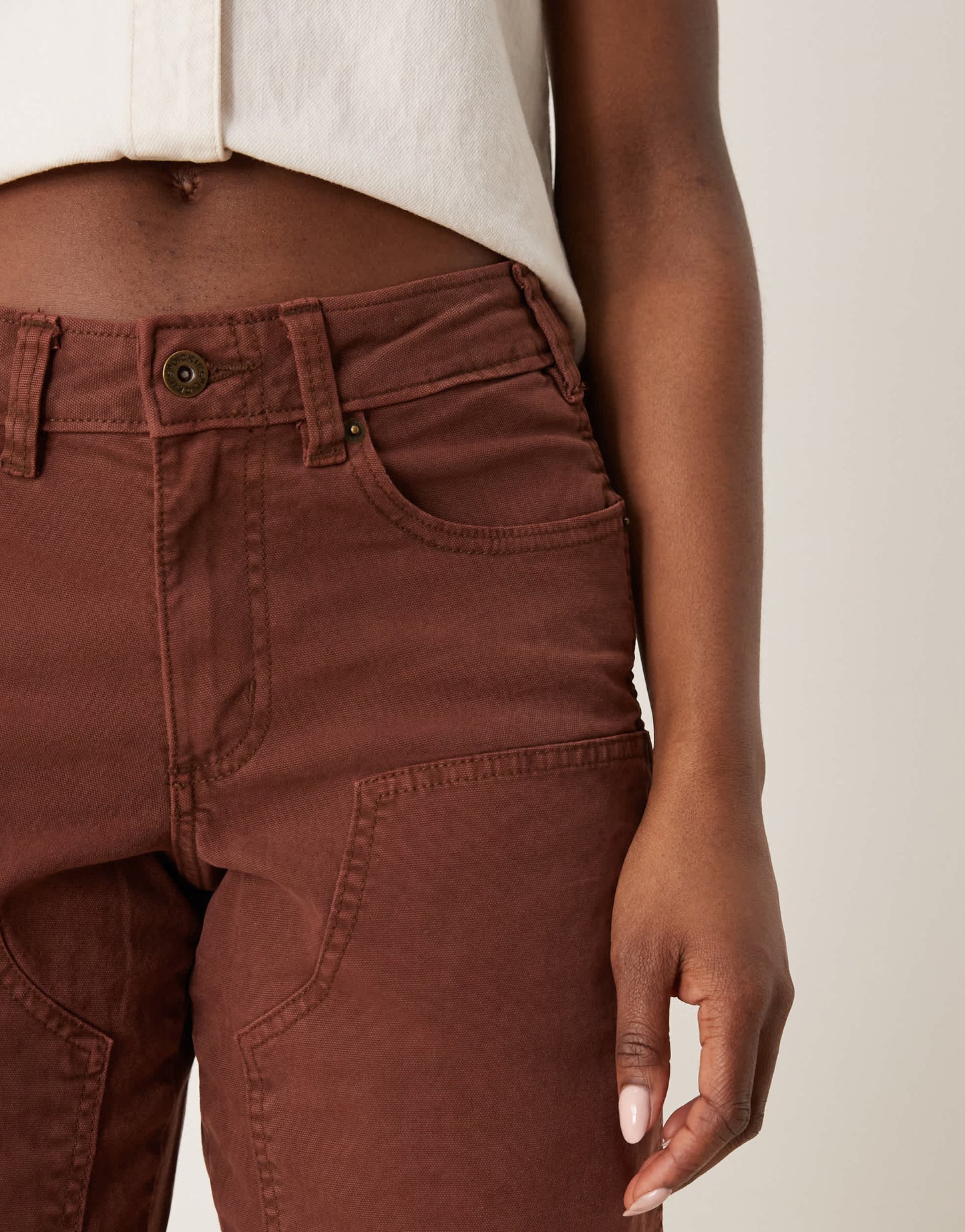 Dickies river ranch western double knee canvas trousers in cappuccino brown