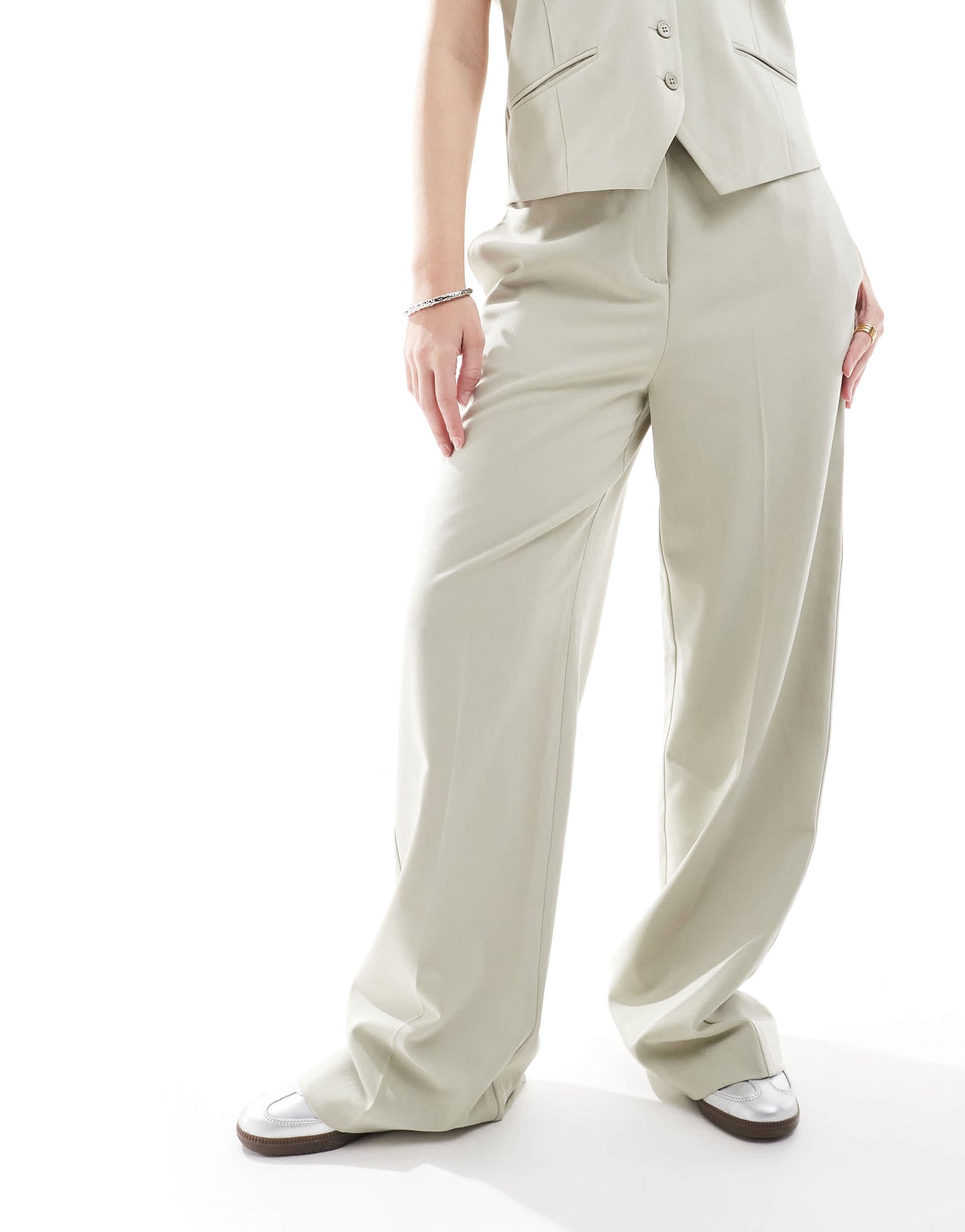 French Connection Angie wide leg trousers co-ord in pistachio