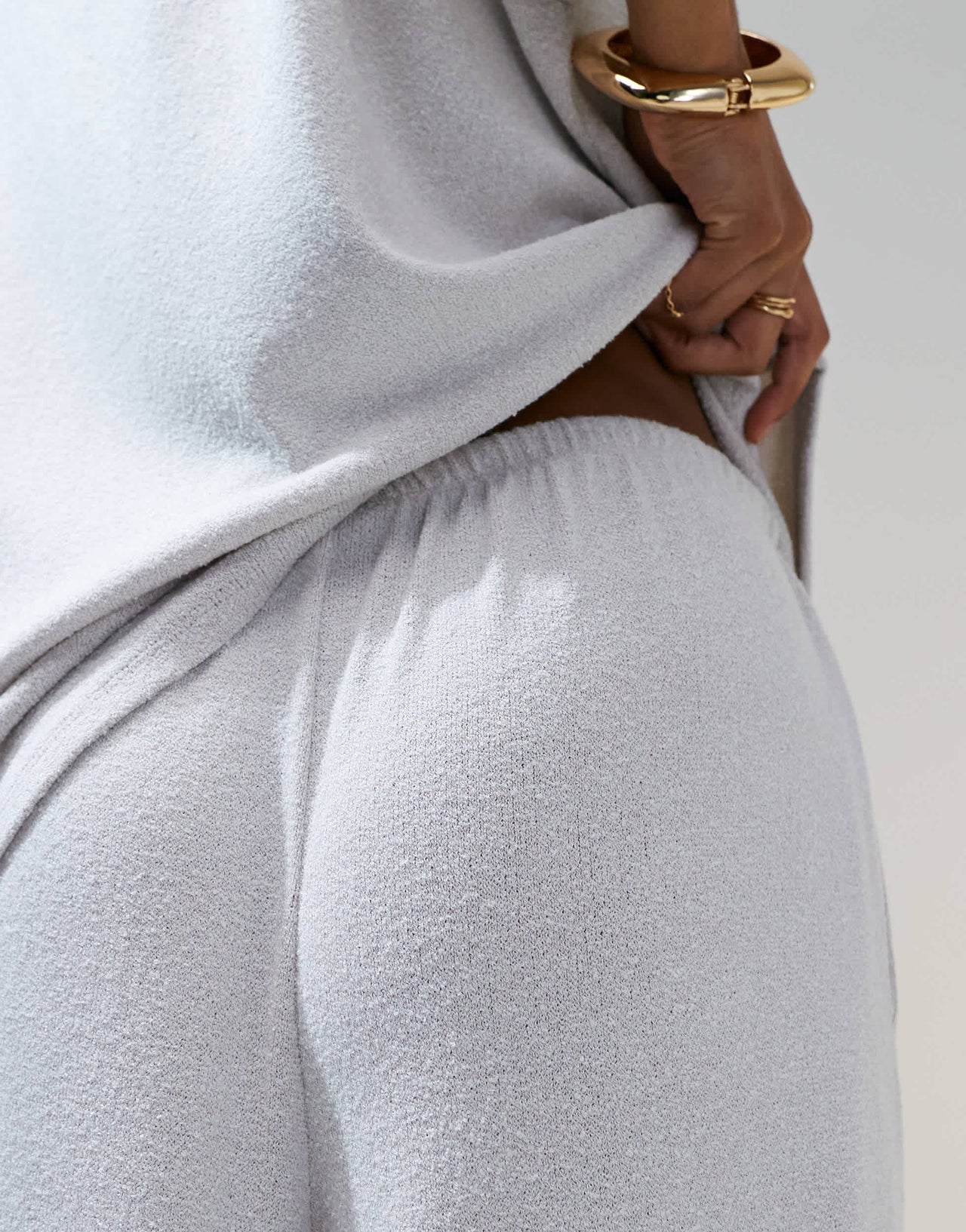 ASOS DESIGN textured knit wide leg co-ord trouser in stone