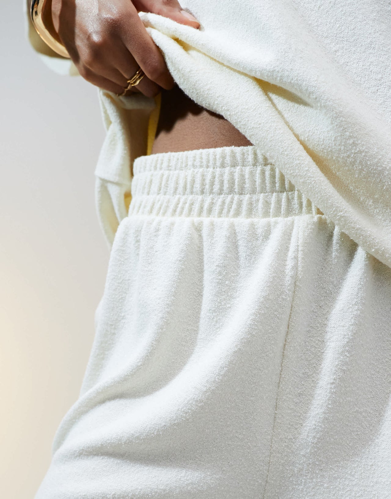 ASOS DESIGN textured knit short co-ord in cream