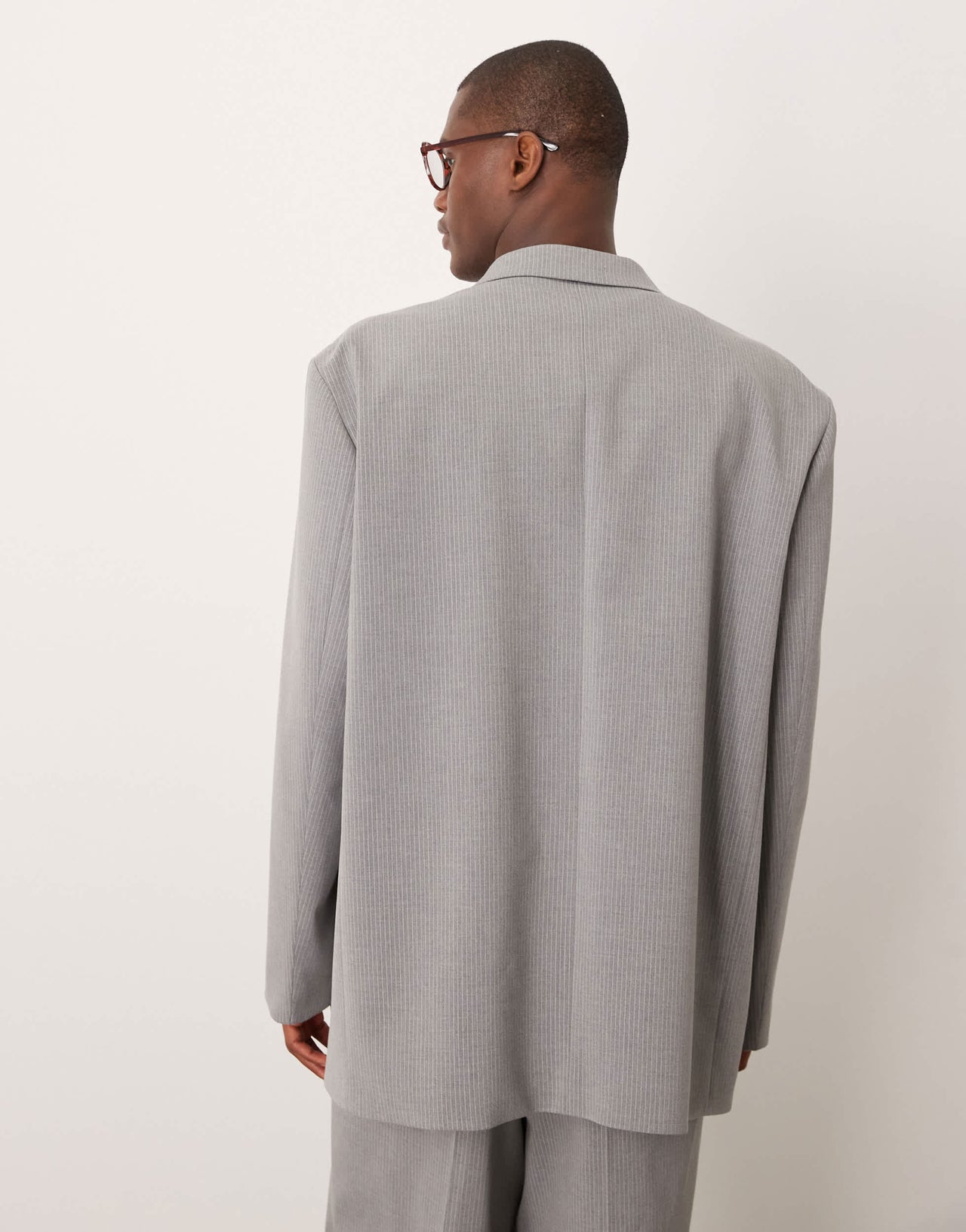 ASOS DESIGN slouchy oversized suit jacket in grey pinstripe
