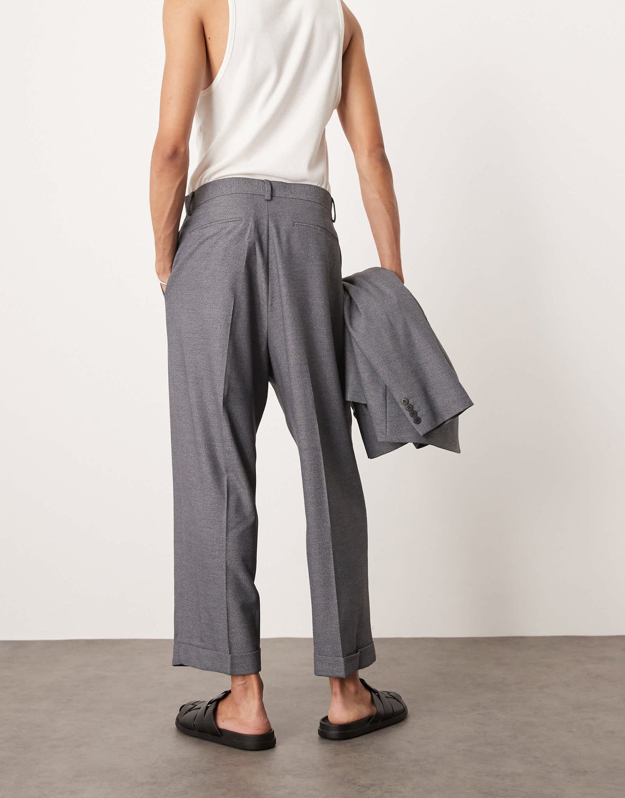 ASOS DESIGN balloon suit trousers in grey texture