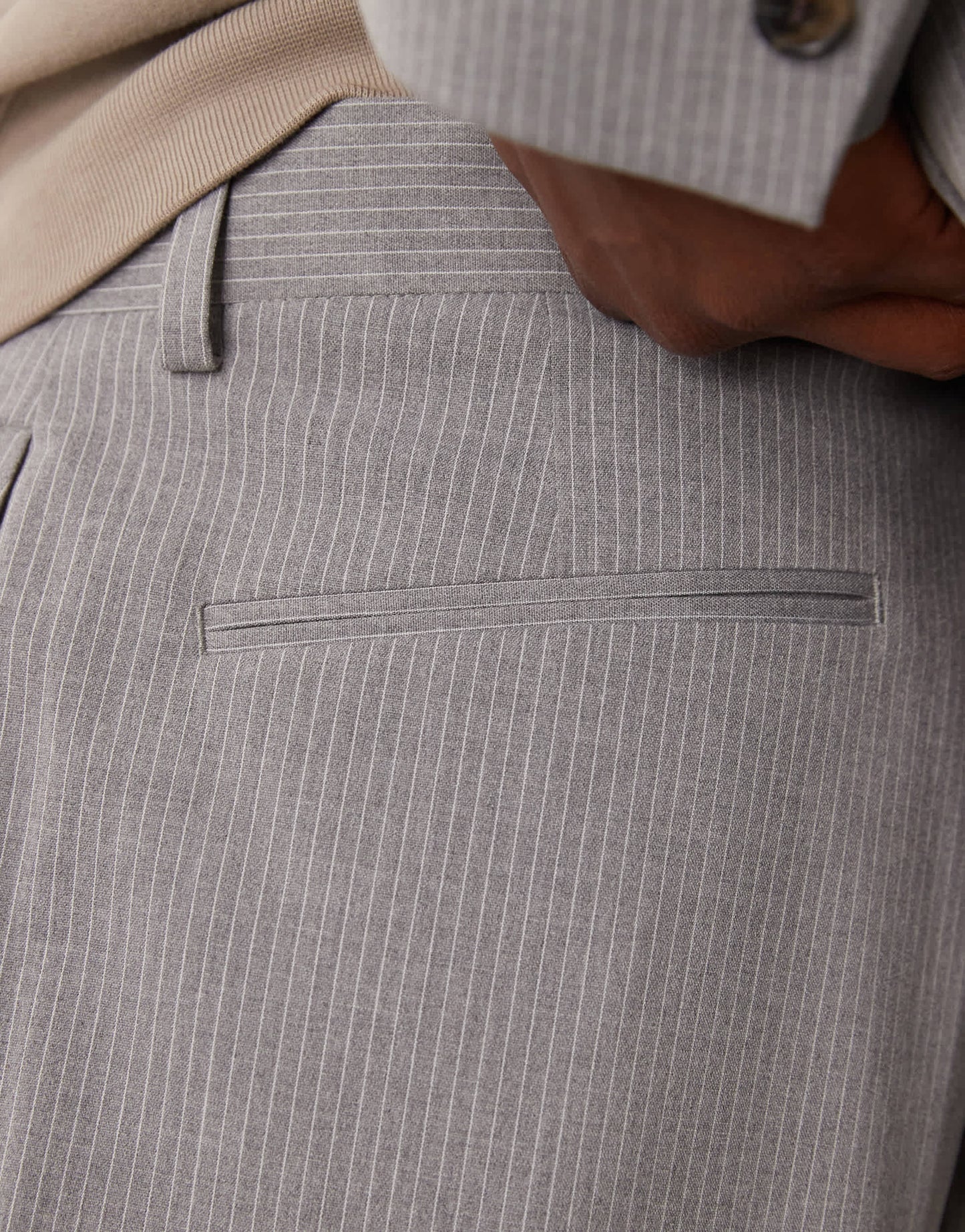 ASOS DESIGN balloon suit trousers in grey pinstripe