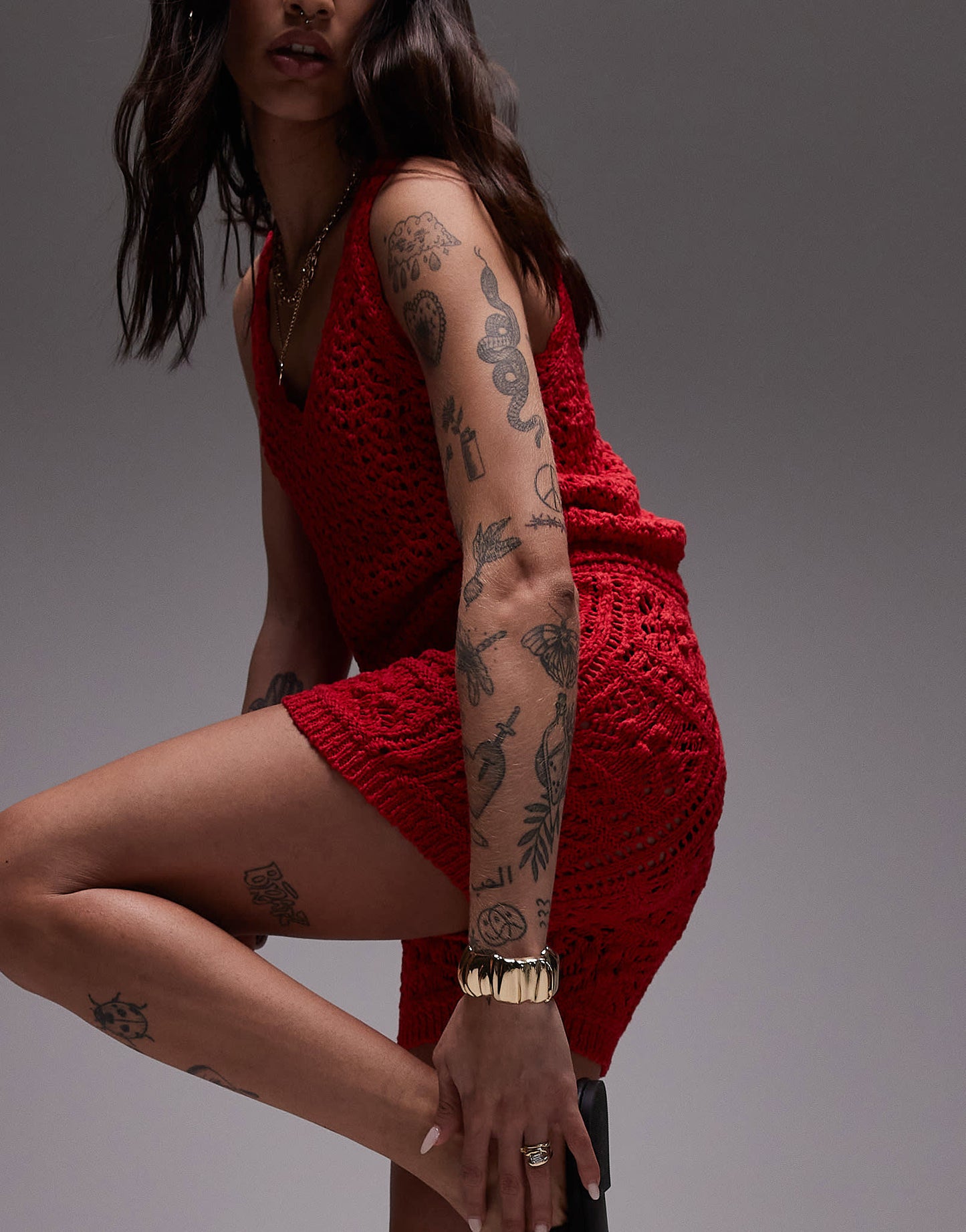 Topshop knitted co-ord stitchy short in red