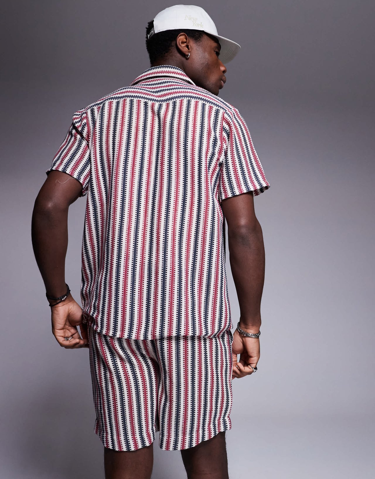 South Beach stripe knit beach short co-ord in multi