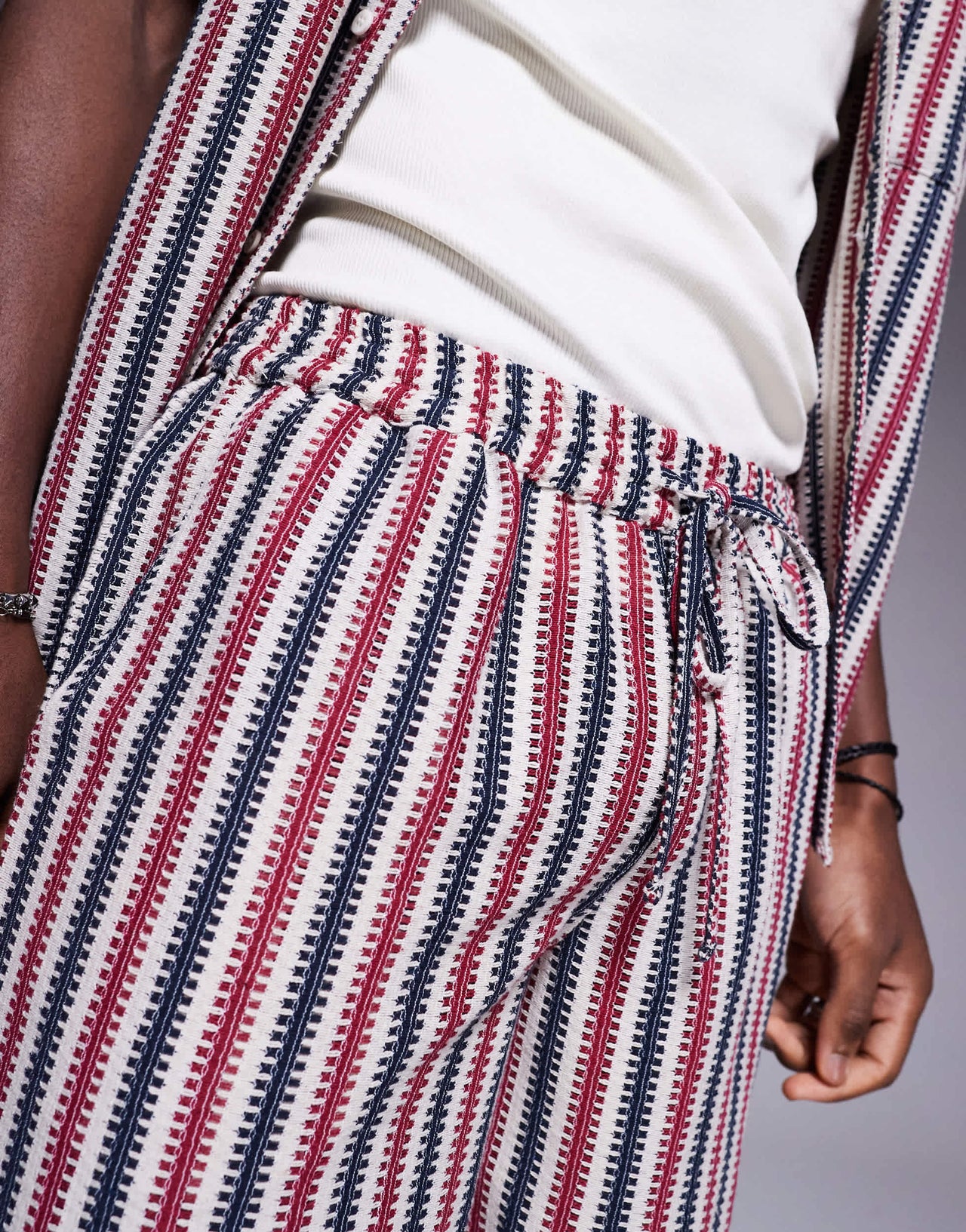 South Beach stripe knit beach short co-ord in multi