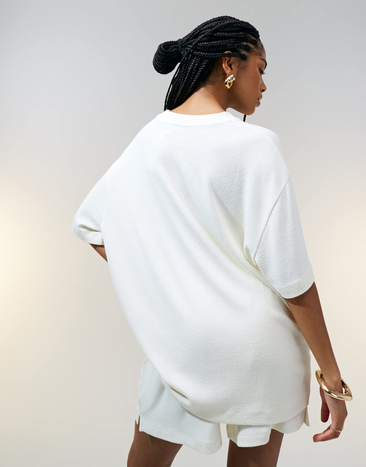 ASOS DESIGN textured knit oversized t-shirt in cream