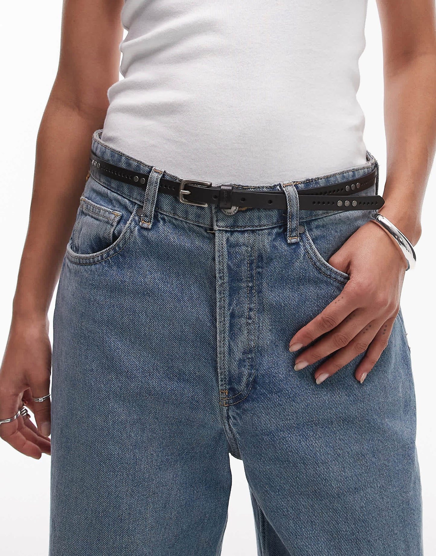 Levi's studded leather belt in black
