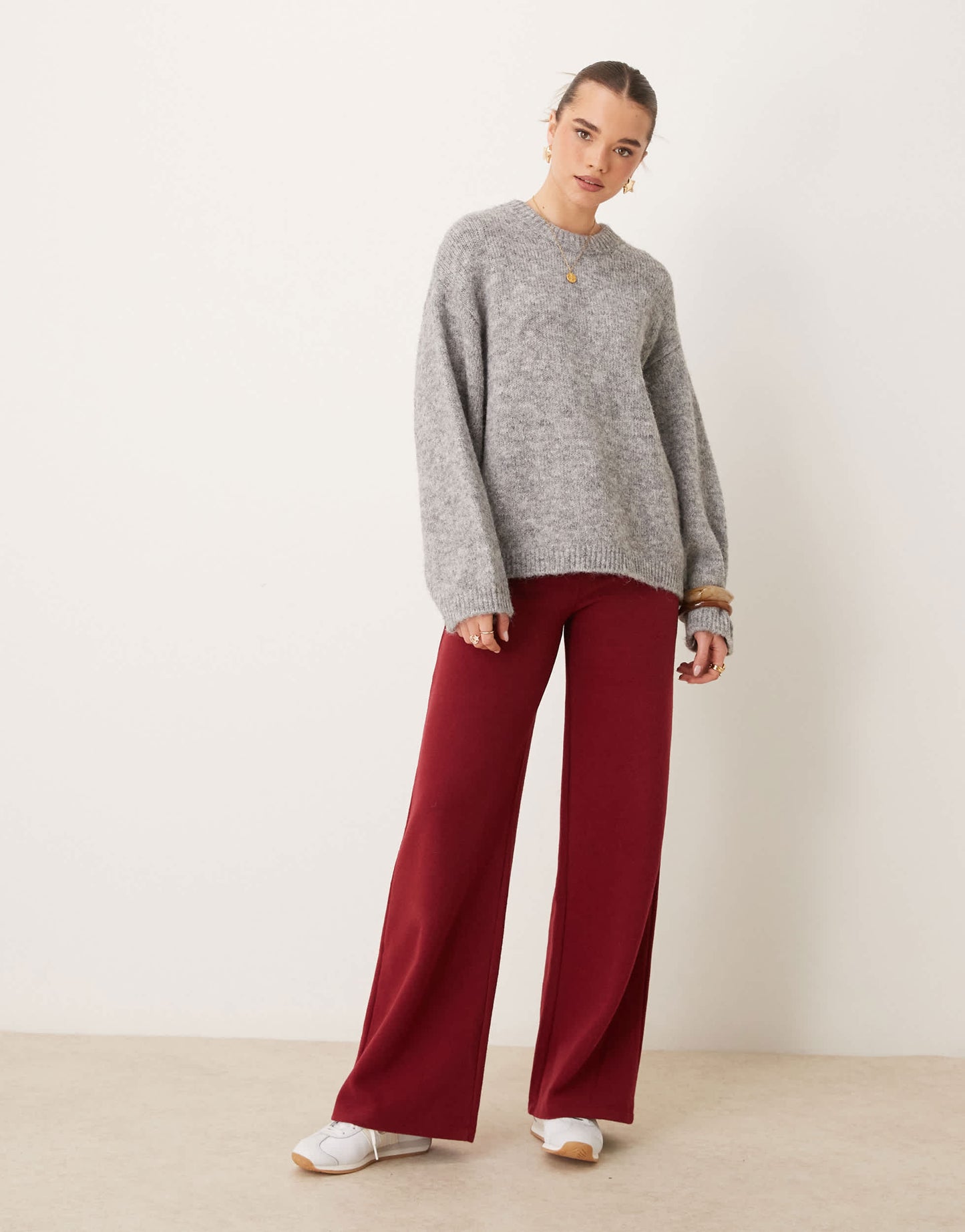 Gina Tricot super Soft knit oversized sweater in dark grey melange