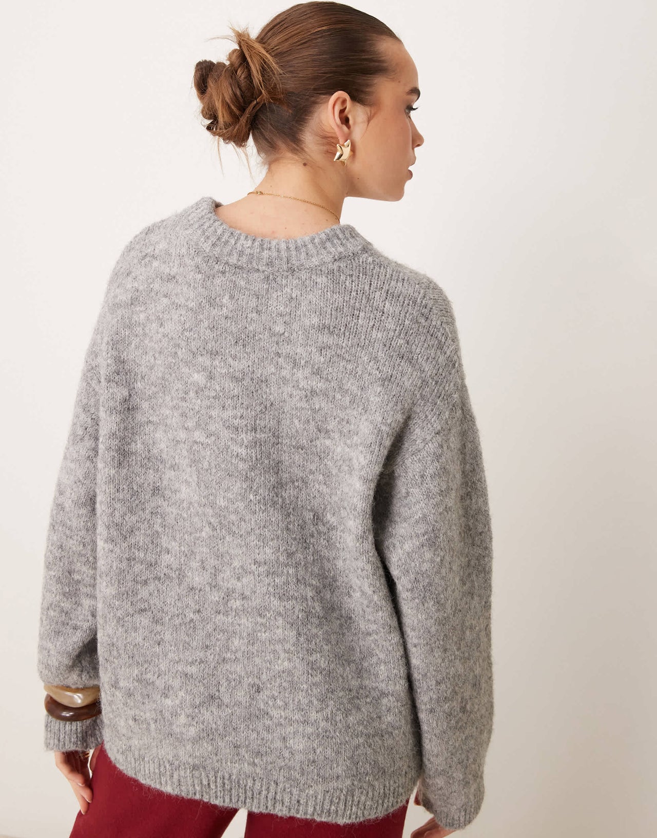 Gina Tricot super Soft knit oversized sweater in dark grey melange